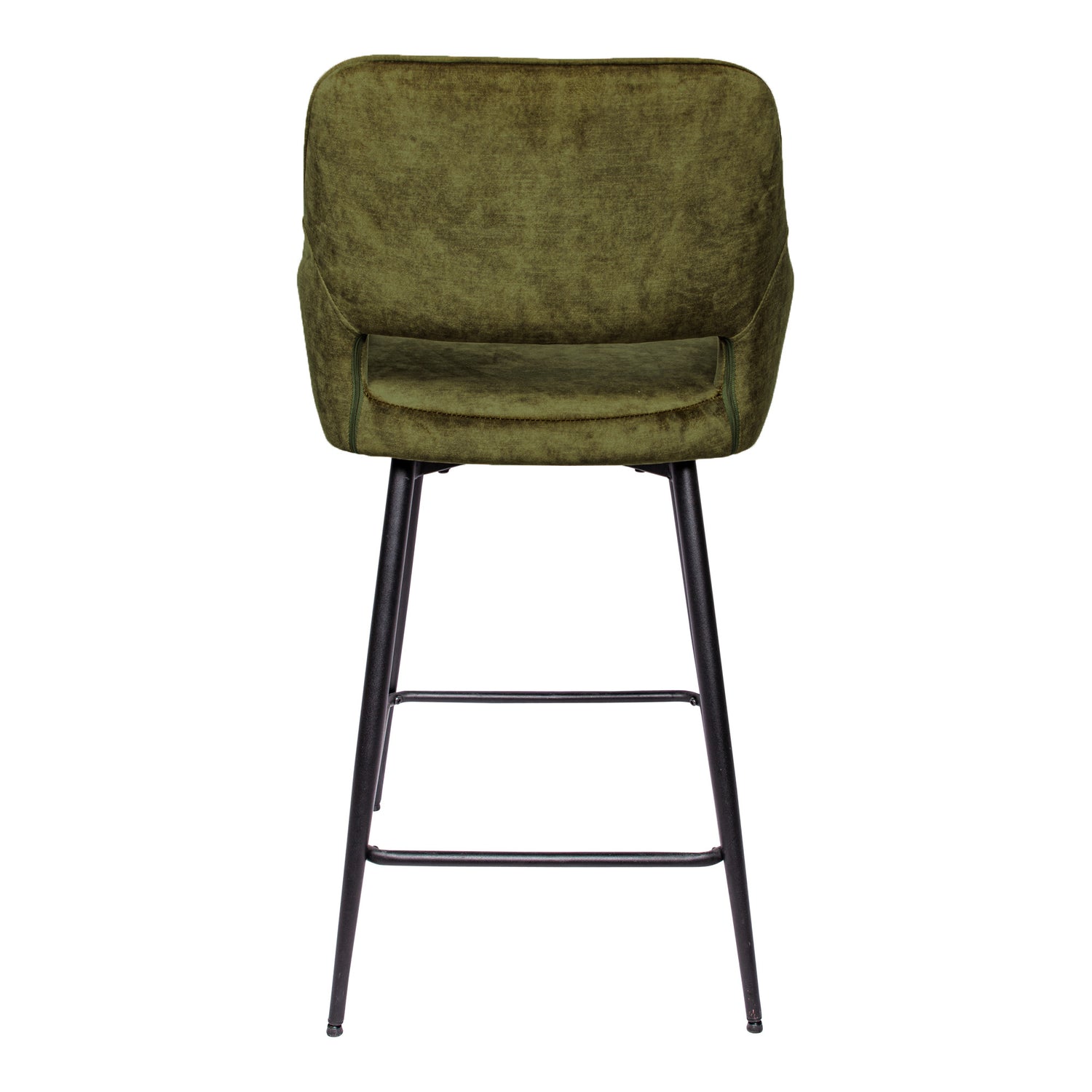 Fal LOW Velvet Green Bar Stool Black Metal Leg KD (set of 2)