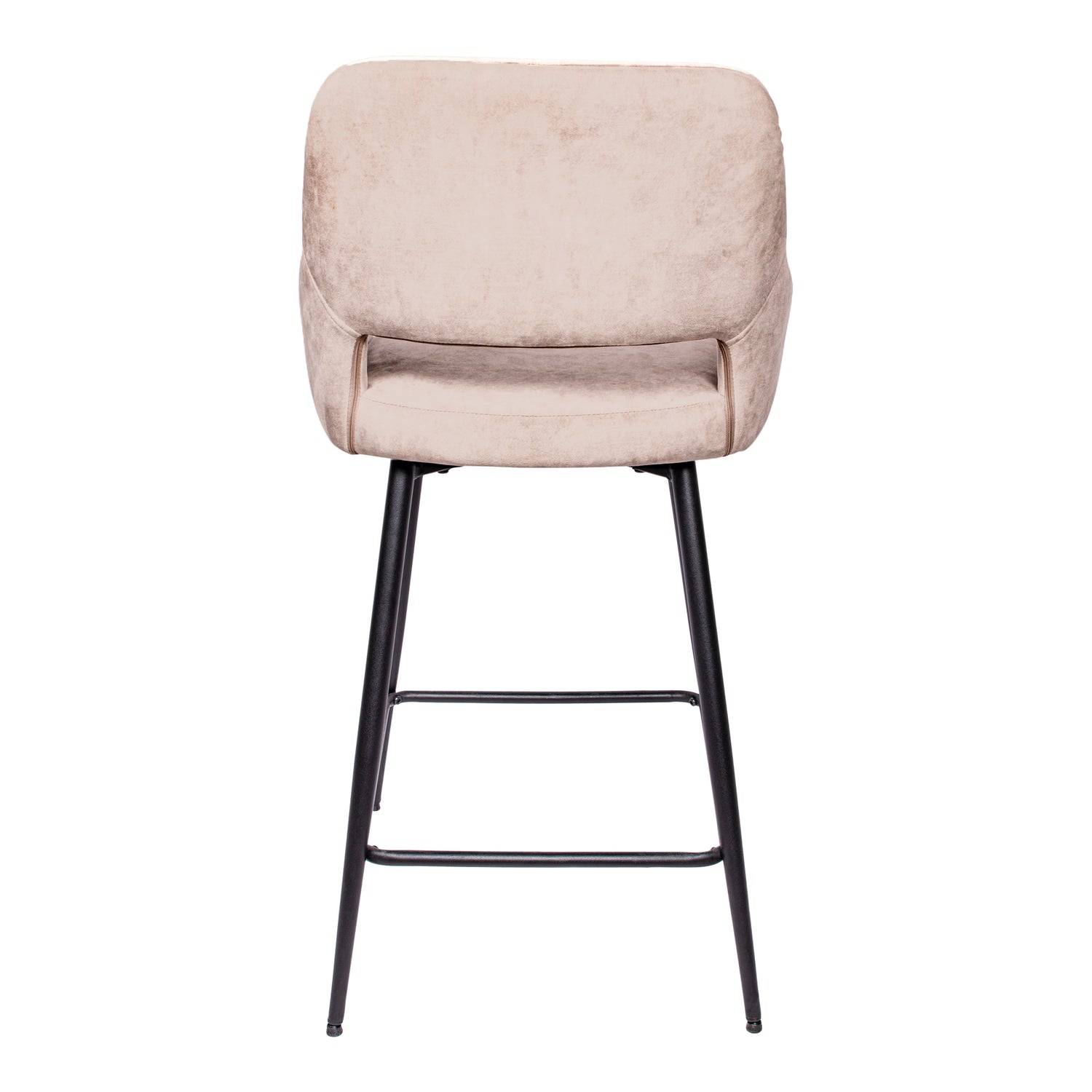 Fal LOW Velvet Khaki Bar Stool Black Metal Leg KD (set of 2)
