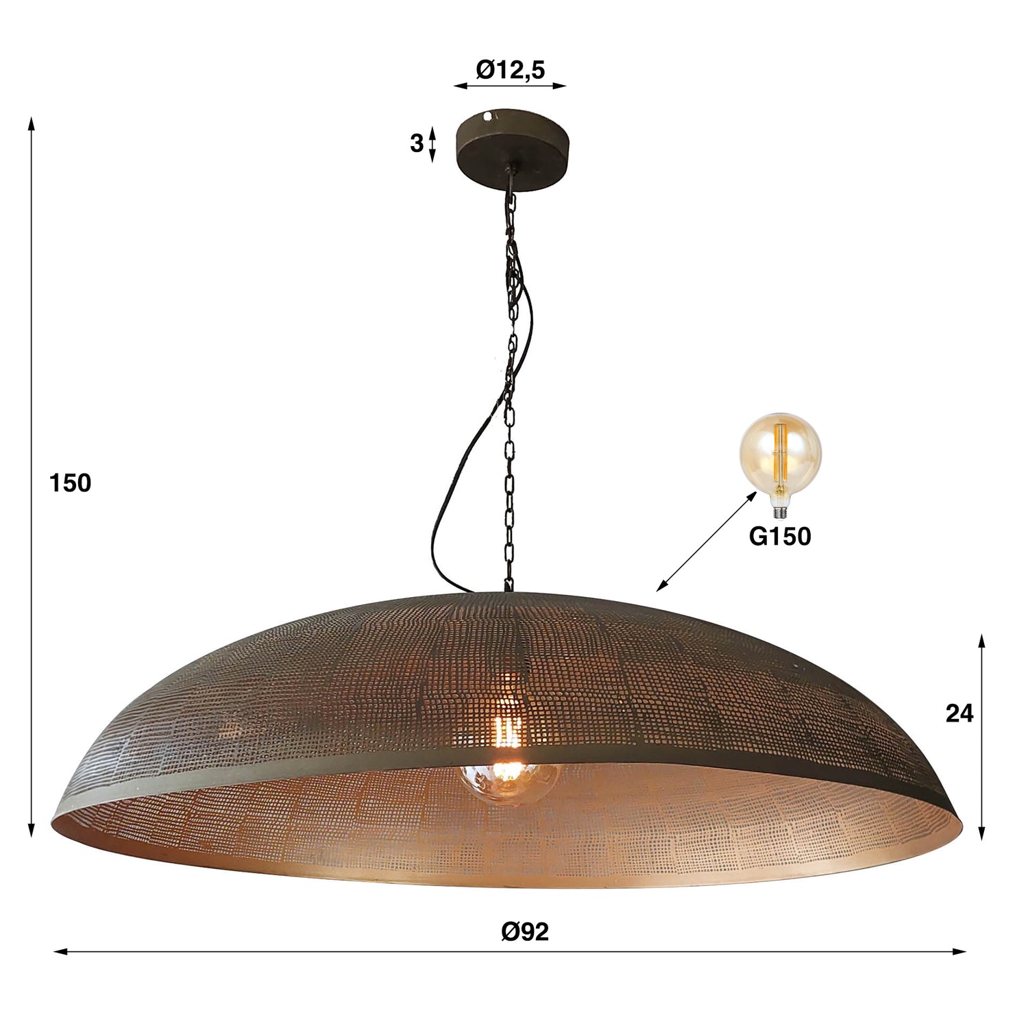 Hanglamp Ø90 Cosmic - 92x92x150 cm - Brons Antiek