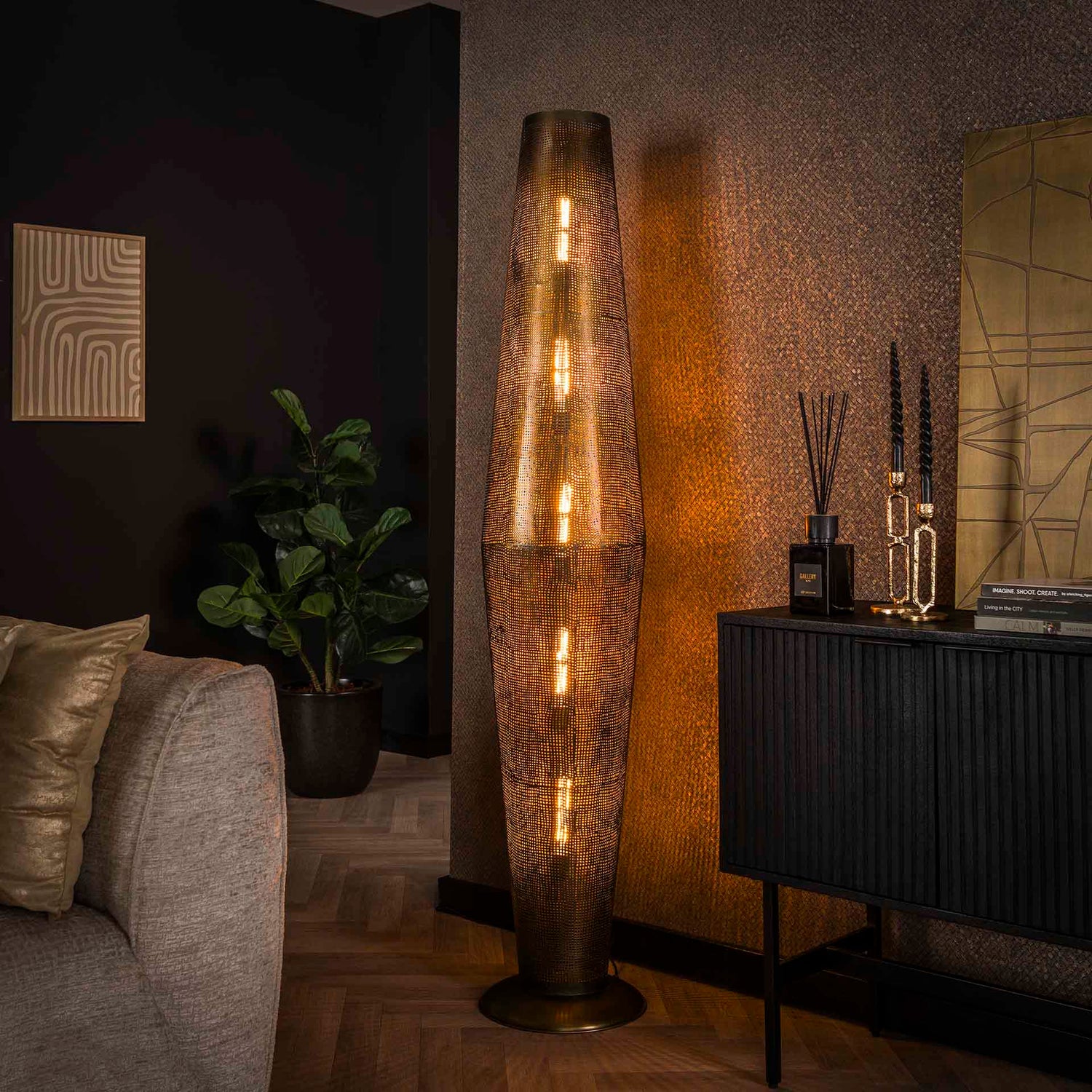Vloerlamp met 5 lampen cosmic - 180x33x33 cm - Brons Antiek