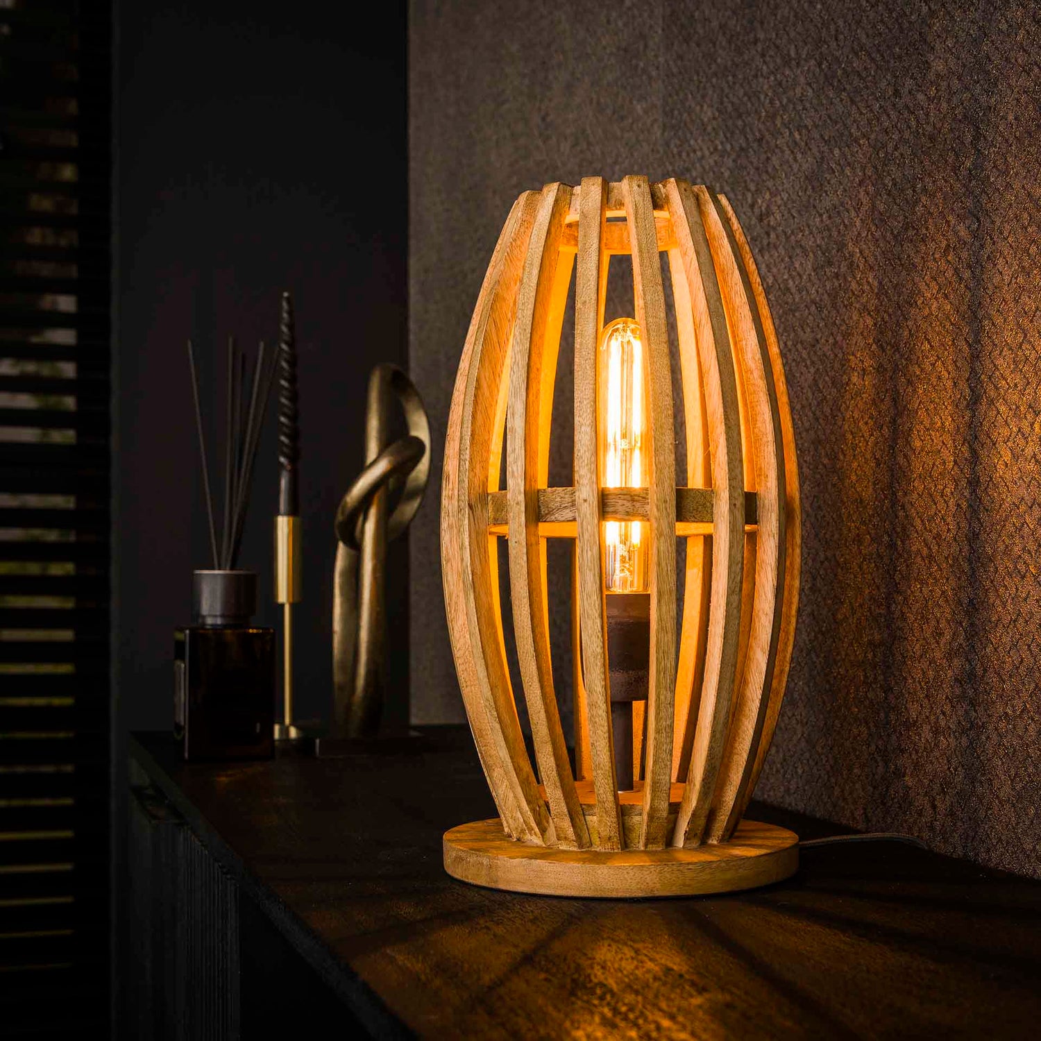 Tafellamp met 1 lamp orbit - 20x20x38 cm - Mango Naturel - Mango