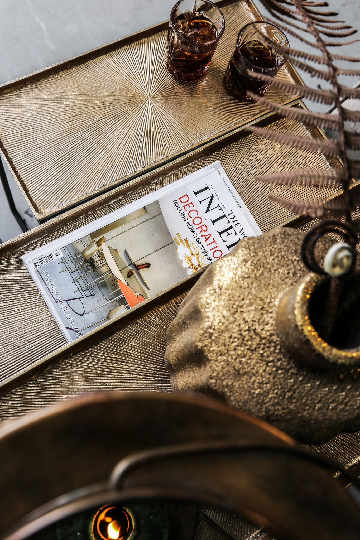 Daan Gold Aluminum Black Iron Sidetable S/3