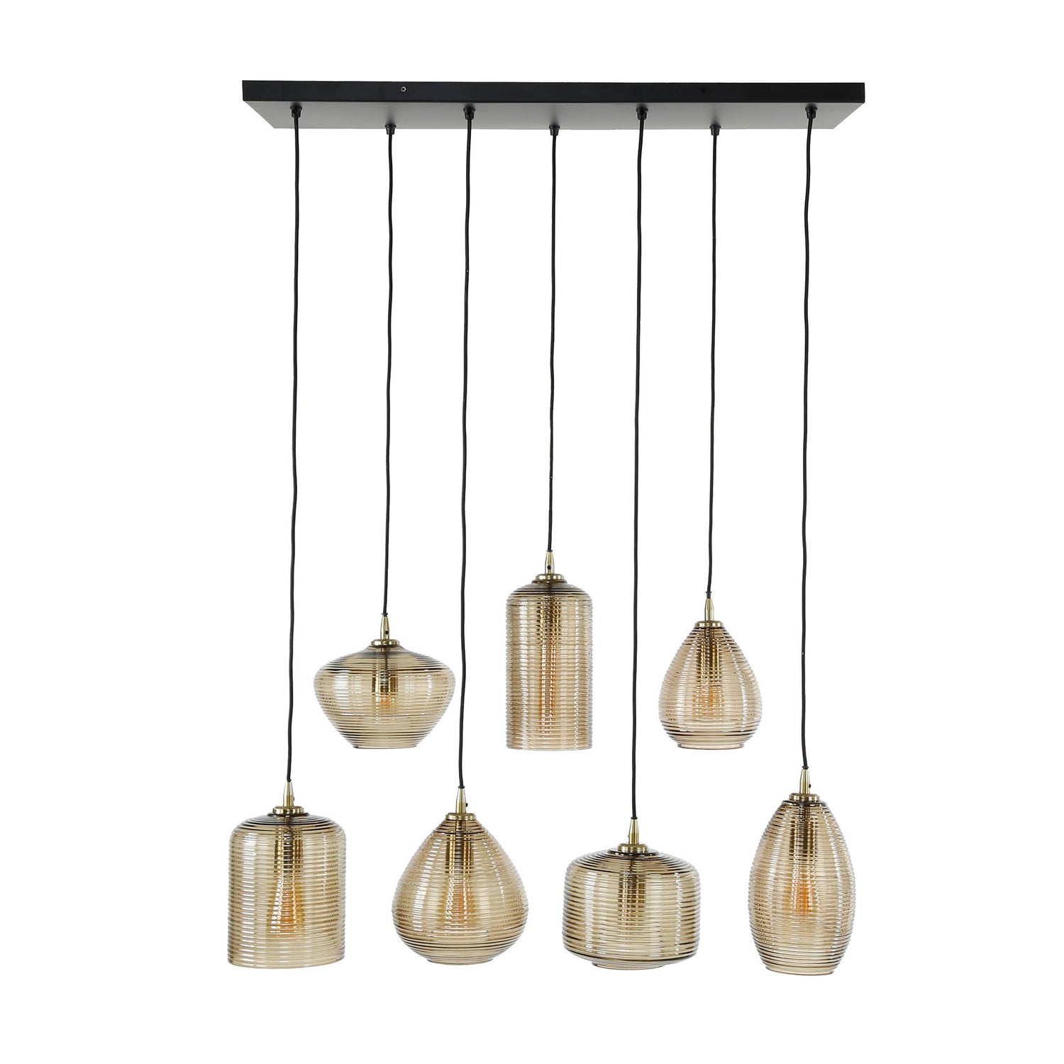 Hanglamp met 7 Lampen Stripe Glass - 93x40x150 cm - Amber - Glas
