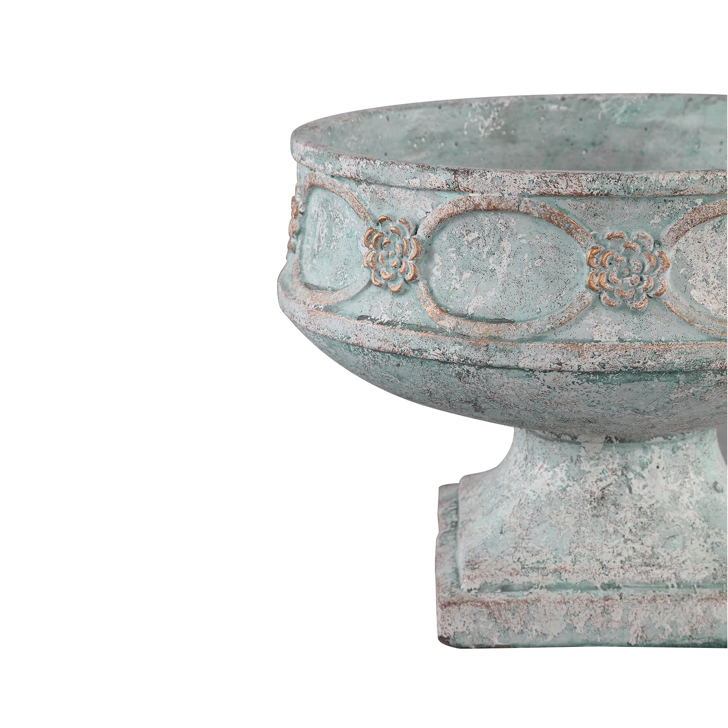 Artas Blue Cement Candle On Solid Stand Round L