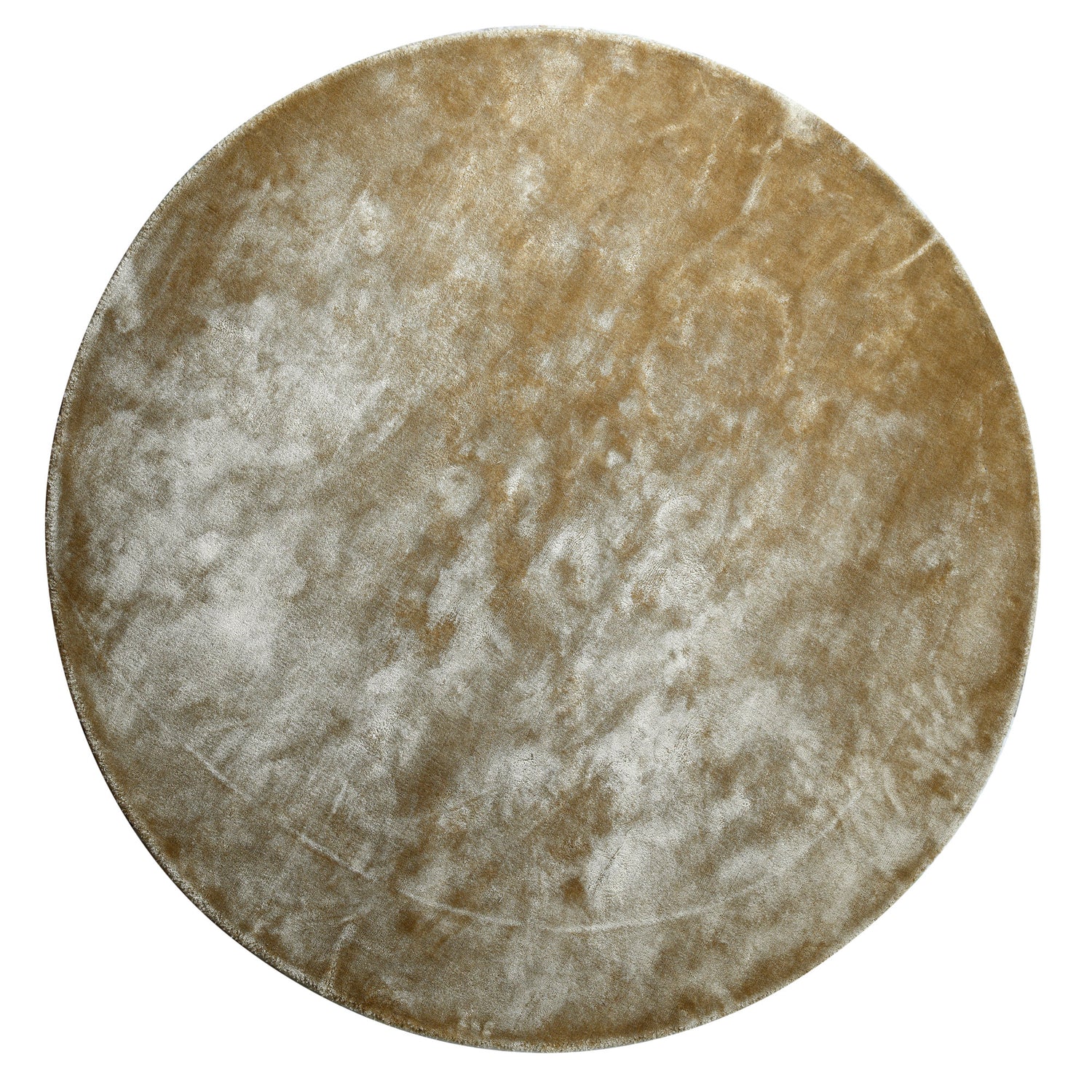 Flavia Brown Viscose Handwoven Carpet Round S