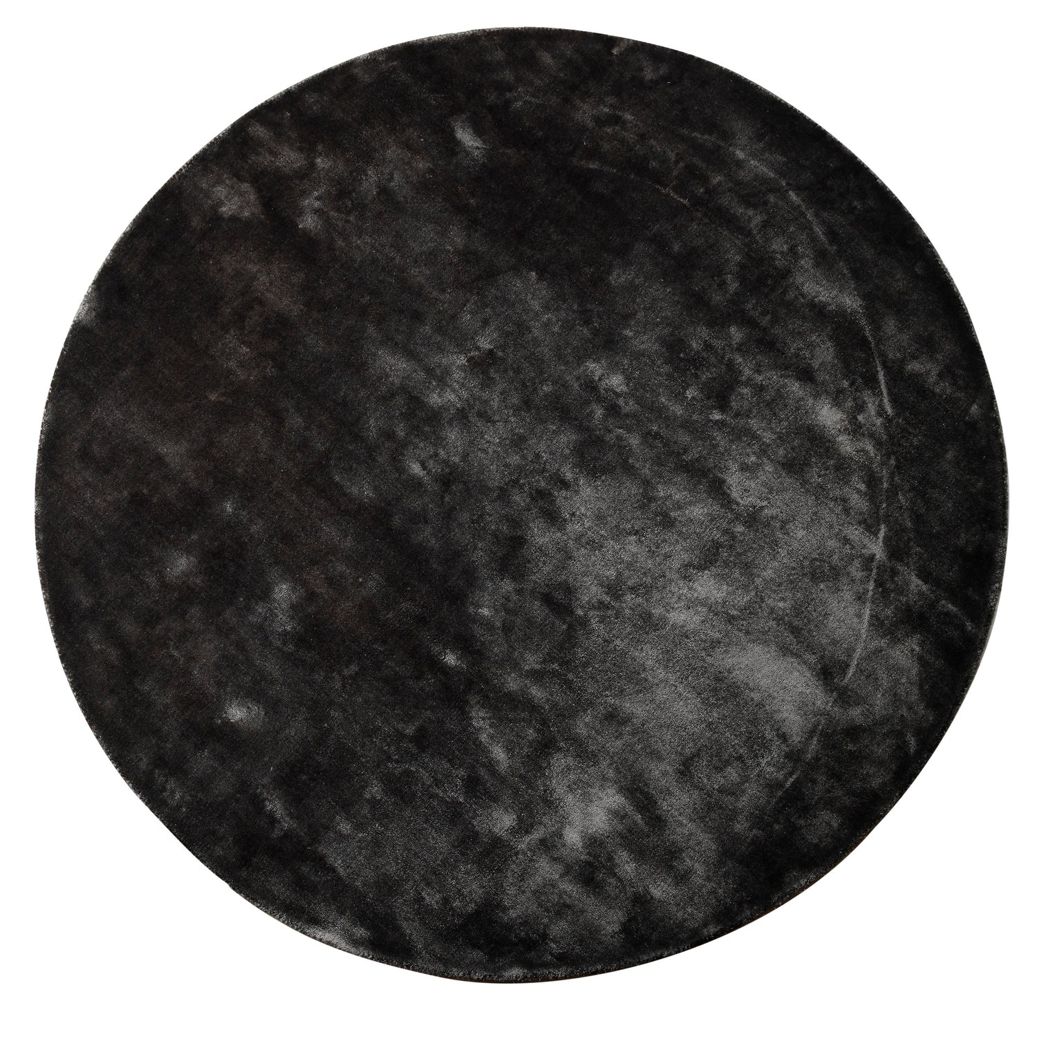 Flavia Black Viscose Handwoven Carpet Round S
