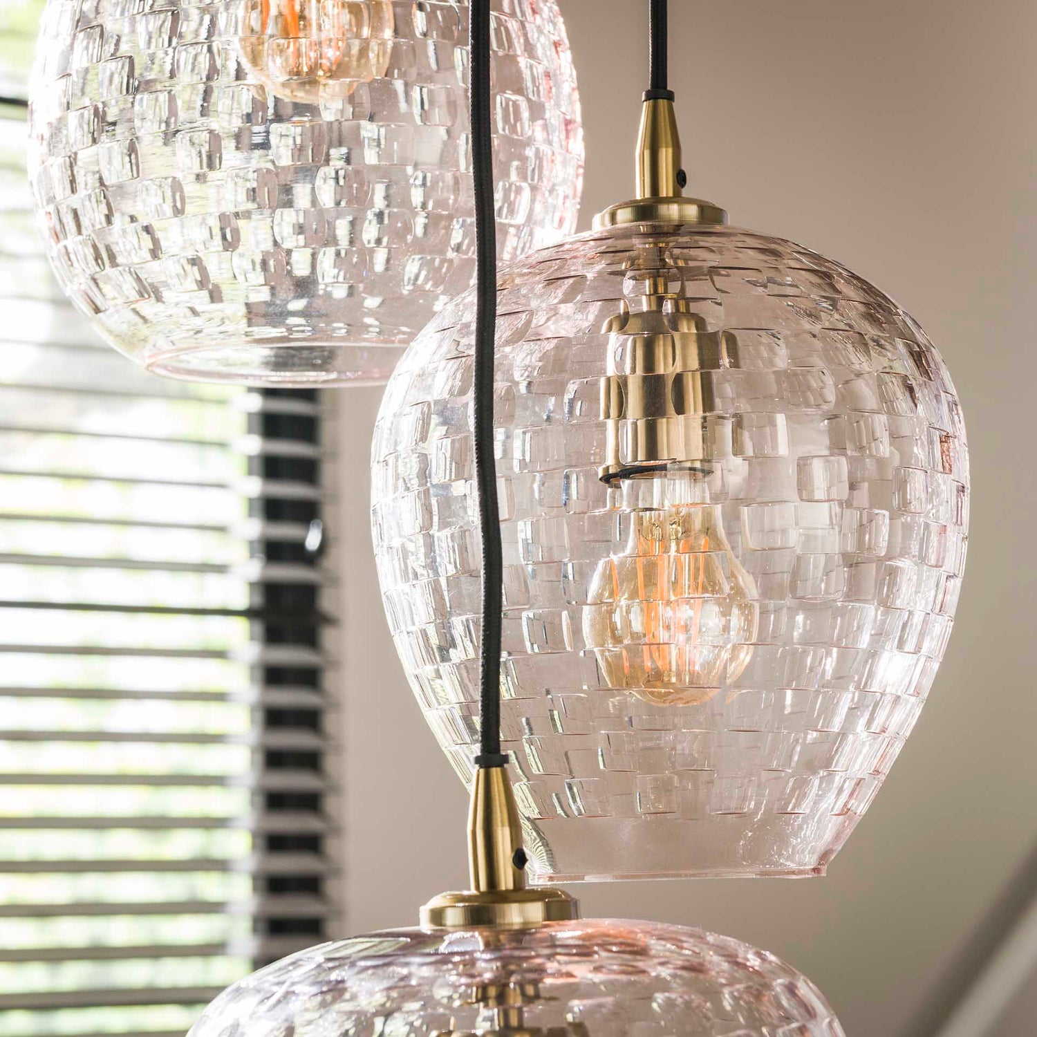 Hanglamp met 5 lampen Patch Pattern Getrapt - 40x40x180 cm - Diamond - Glas