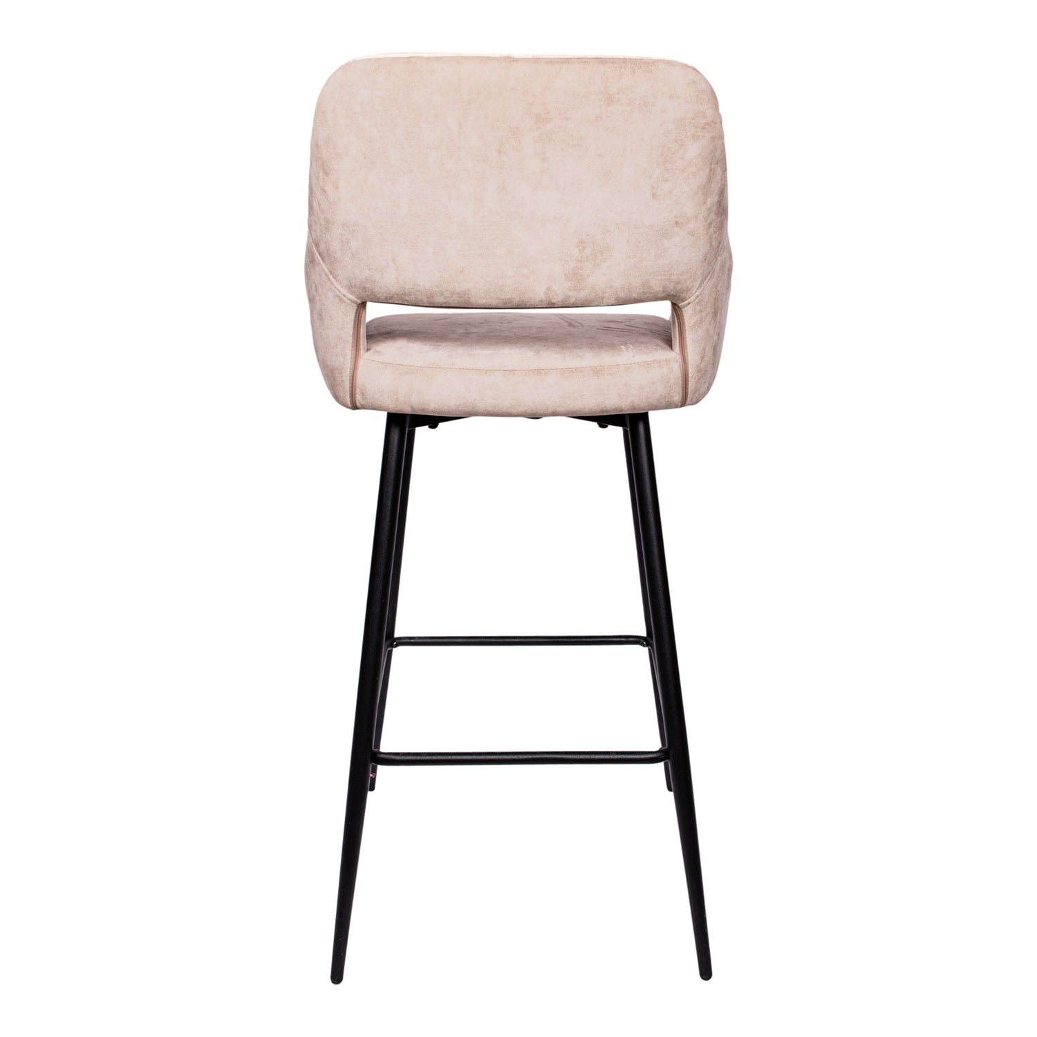 Fallon Velvet Khaki Bar Stool Black Metal Leg KD (set of 2)