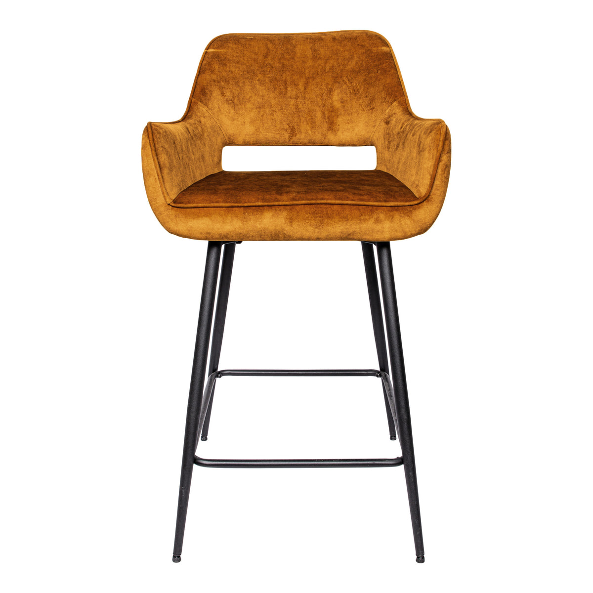 Fal LOW Velvet Rust Bar Stool Black Metal Leg (set of 2)