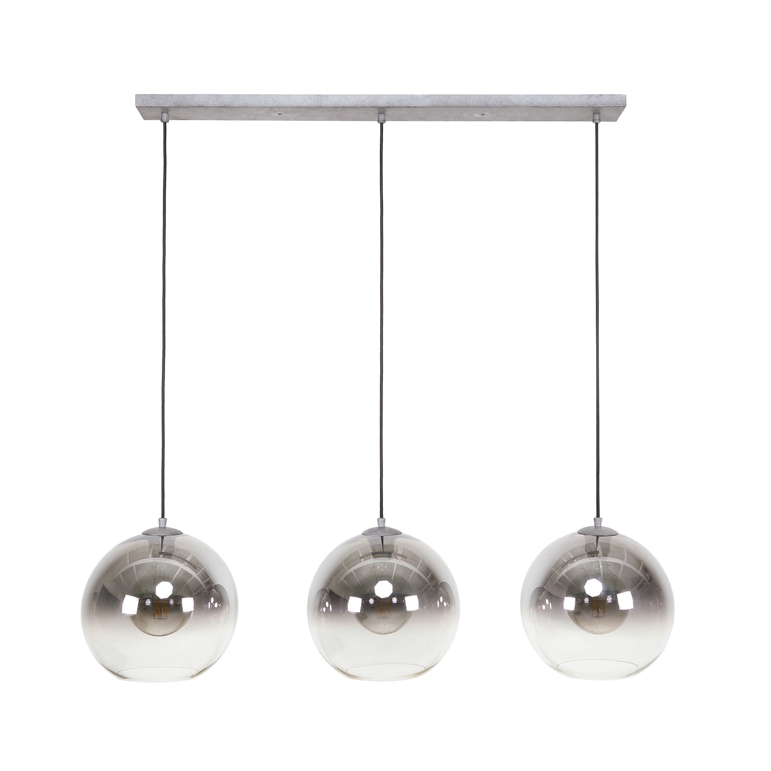 Hanglamp met 3 lampen bubble shaded - 115x29x150 cm - Oud Zilver
