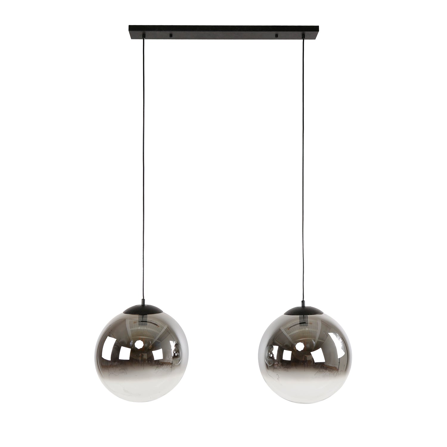 Hanglamp met 2 Lampen Bubble Shaded XL - 110x40x150 cm - Artic Zwart