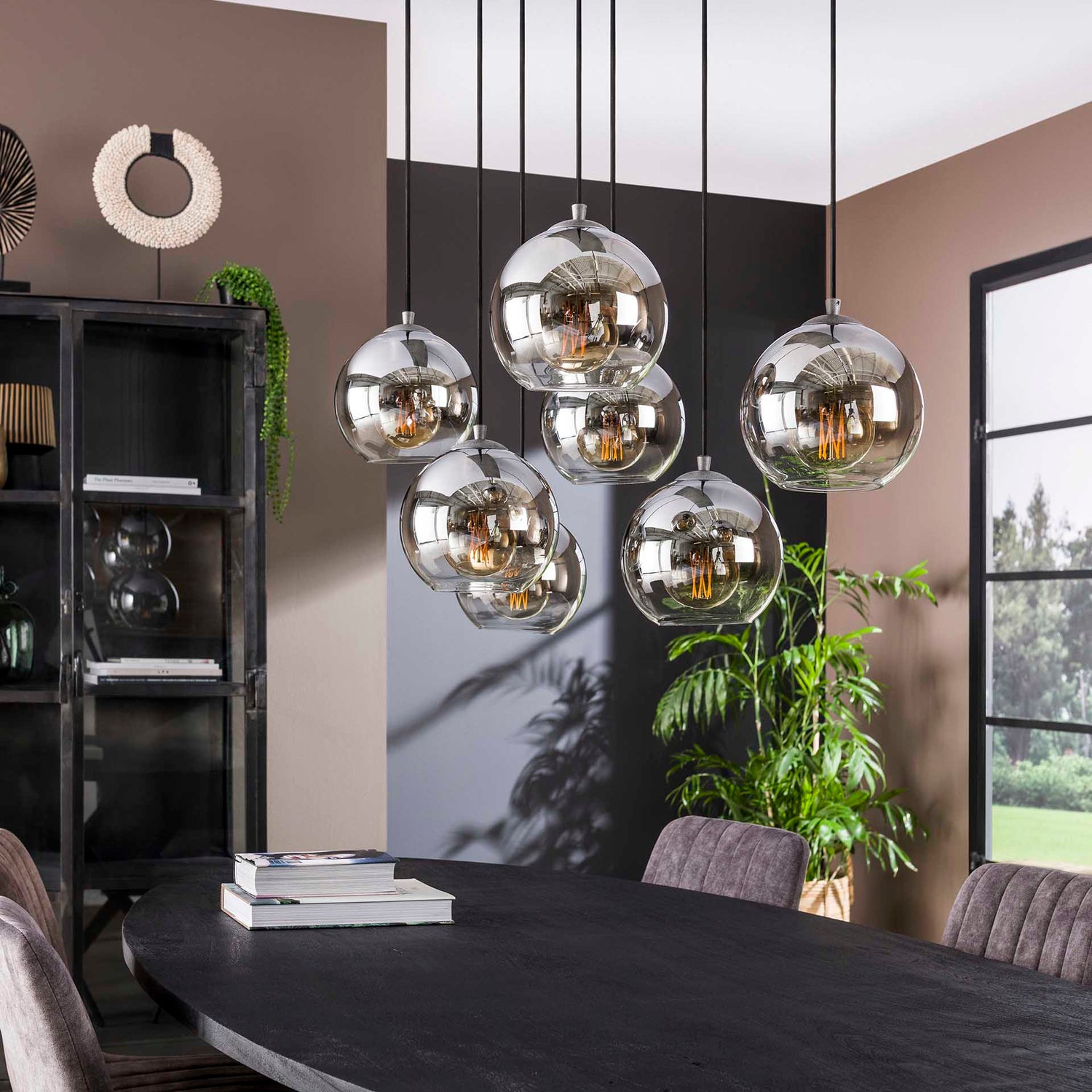 Hanglamp met 7 Lampen Bubble Shaded - 40x110x150 cm - Oud Zilver