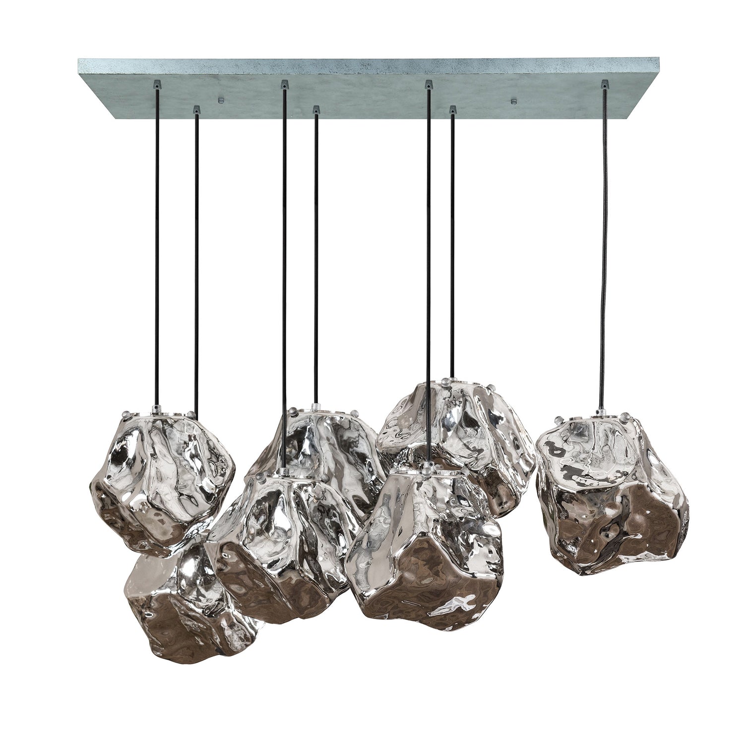 Hanglamp met 7 Lampen Rock - 95x44x150 cm - Chromed - Glas