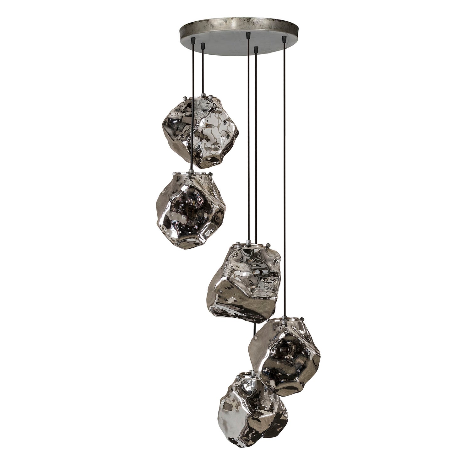 Hanglamp met 5 Lampen Rock Getrapt - 50x50x150 cm - Chromed - Glas