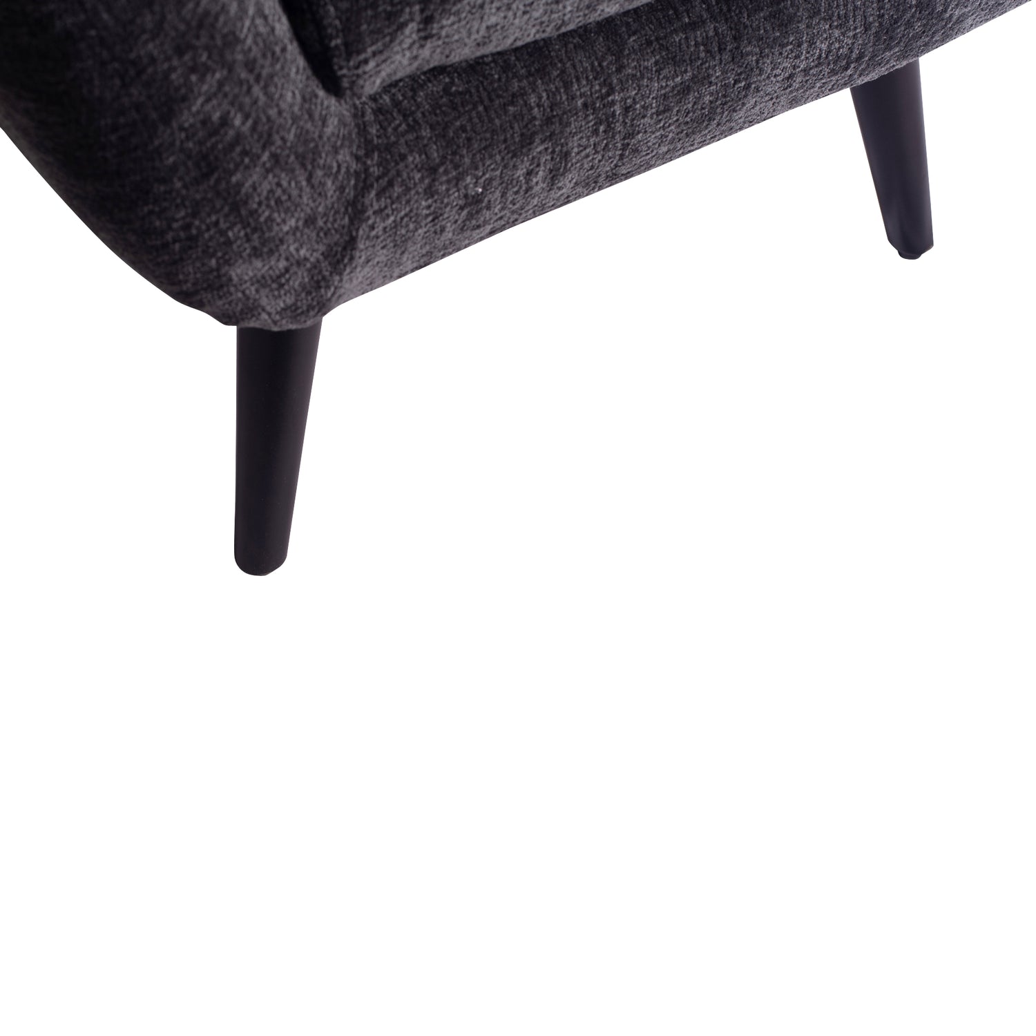 Donny Anthracite Fauteuil Black Wooden Legs