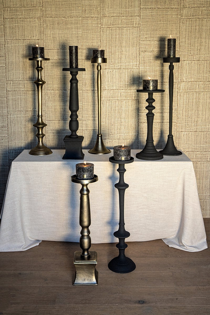 Yourney Brass Casted Alu Candleholder Round High