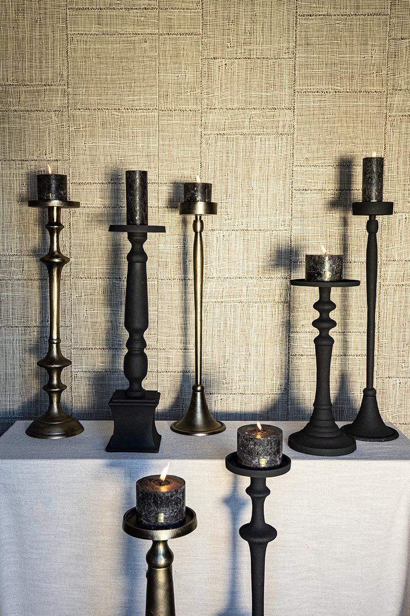 Yourney Brass Casted Alu Candleholder Round High