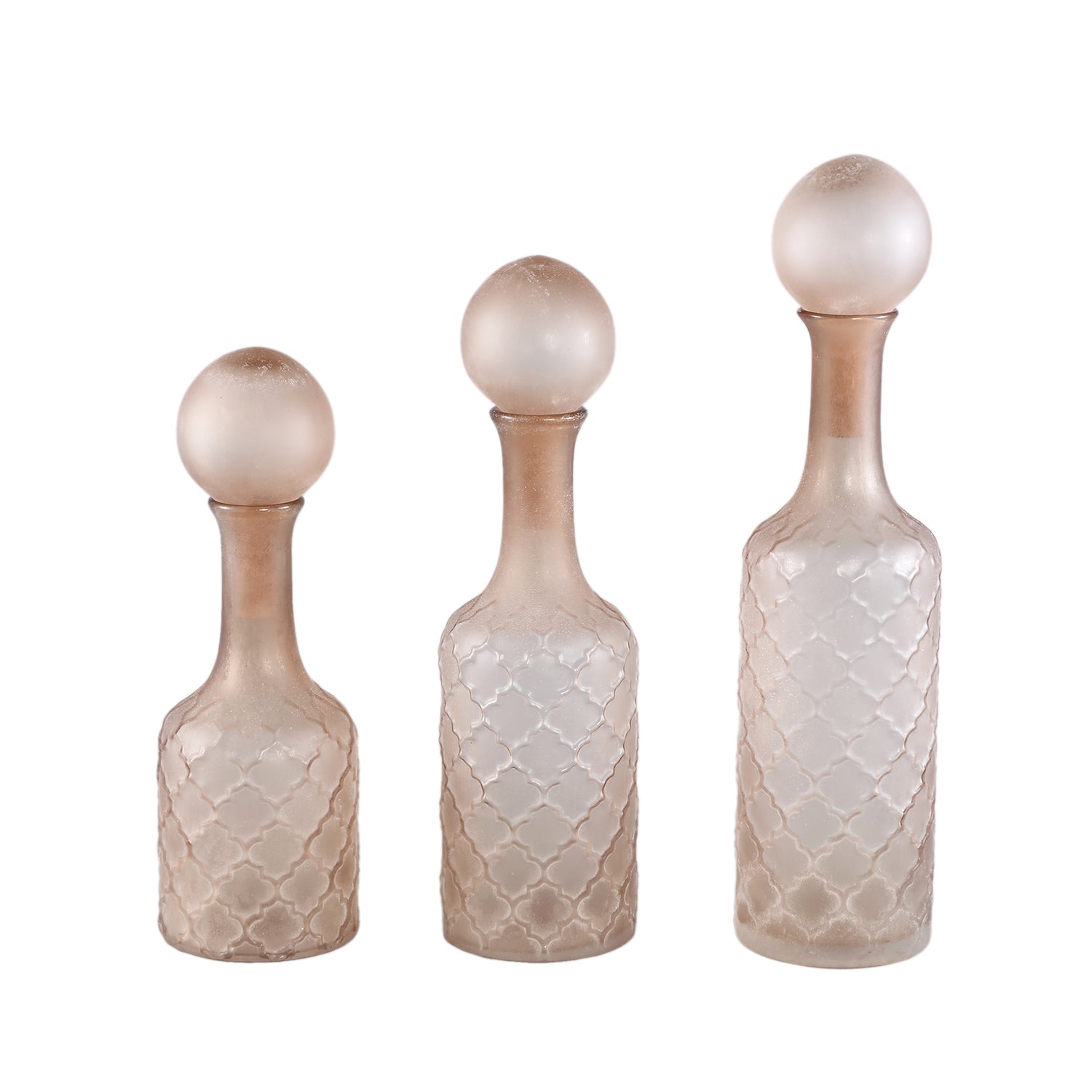 Cianna Brown Frosted Glass Bottle Round With Bal L