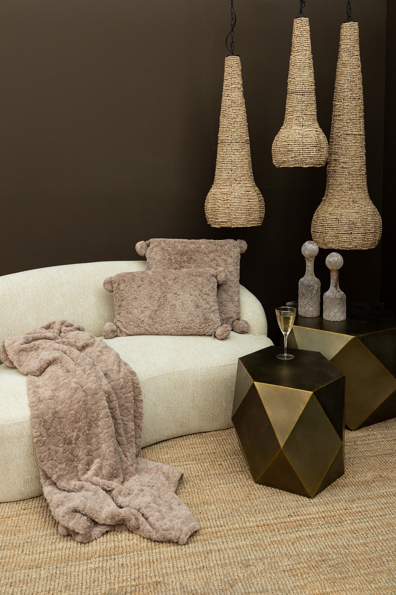 Cianna Brown Frosted Glass Bottle Round With Bal S