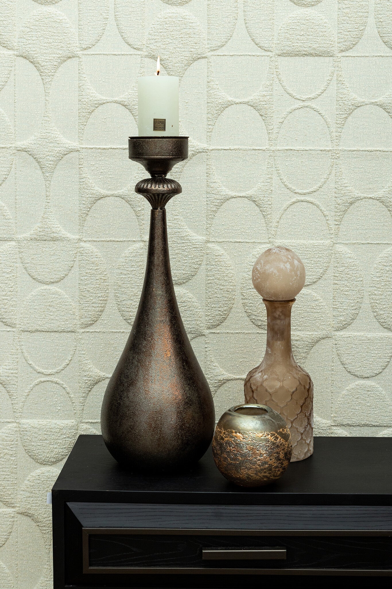 Cianna Brown Frosted Glass Bottle Round With Bal S