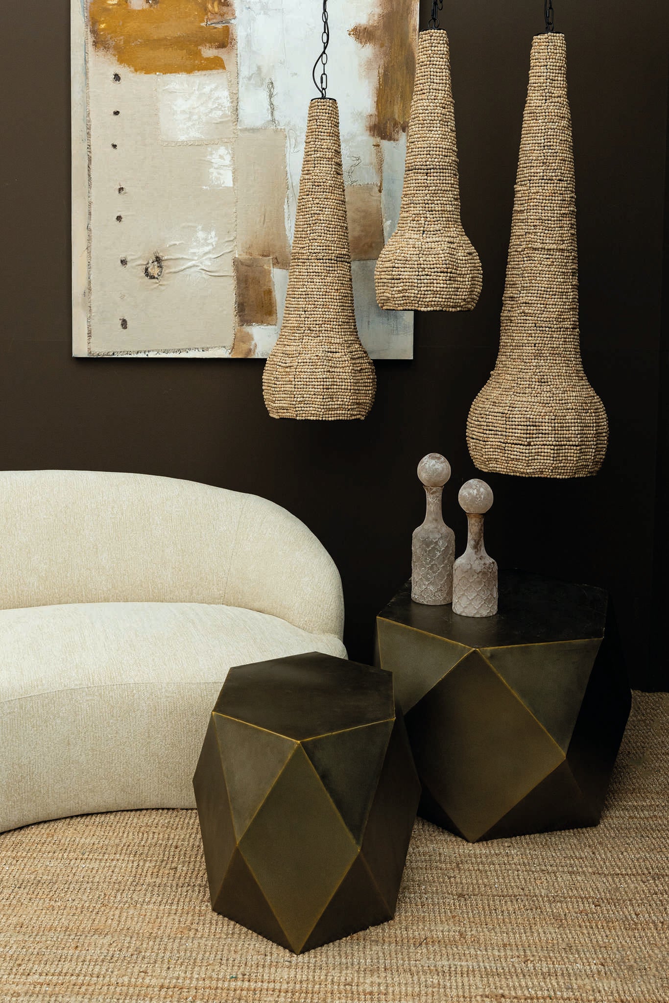 Cianna Brown Frosted Glass Bottle Round With Bal S