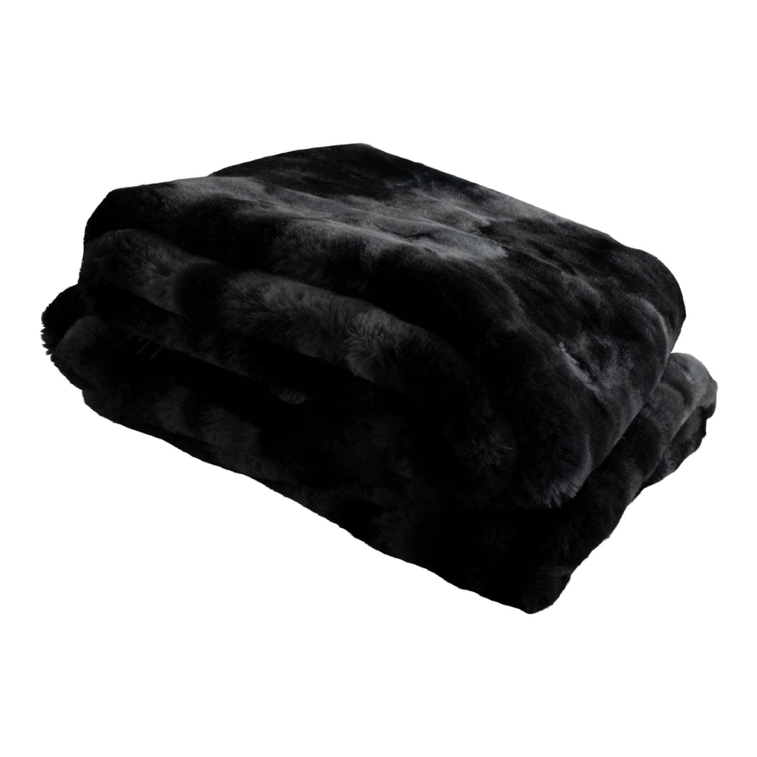 Linde Black Faux Fur Plaid In Giftbox 150 X 200