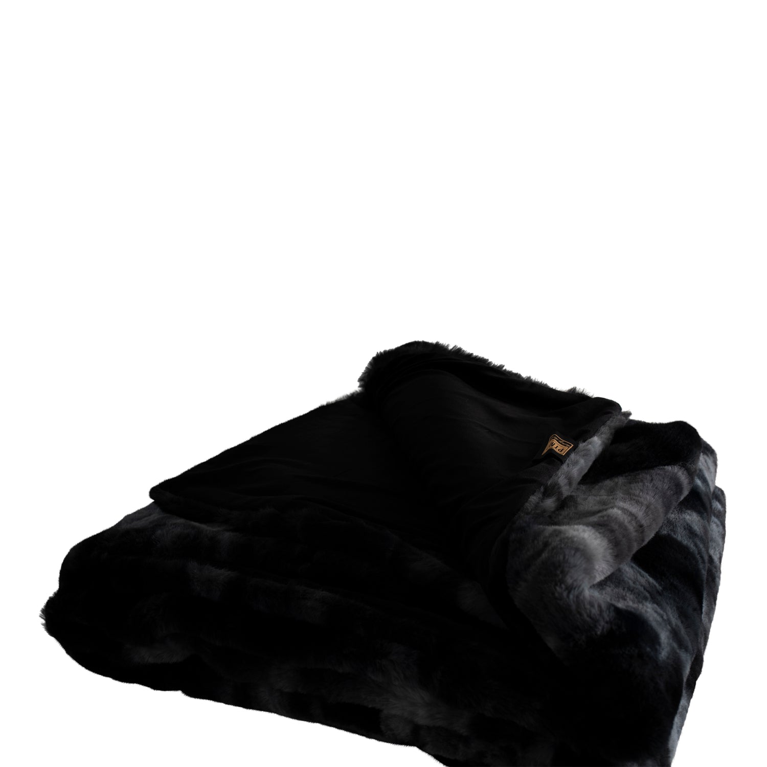 Linde Black Faux Fur Bedspread In Giftbox 220x240