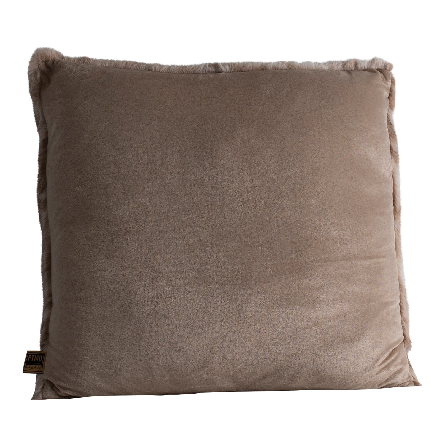 Linde Beige Faux Fur Cushion Square L