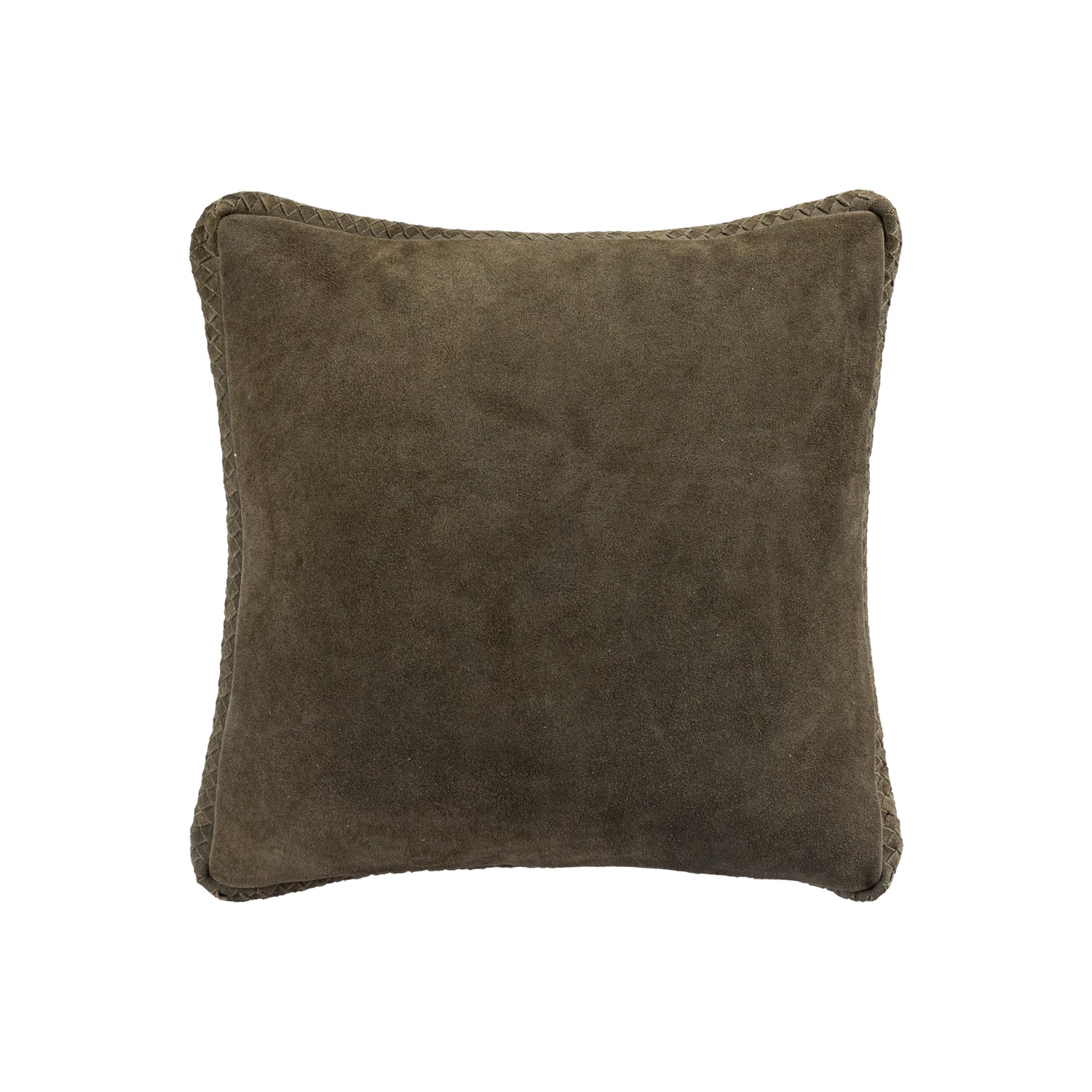 Suky Green Suede Leather Cushion Square S