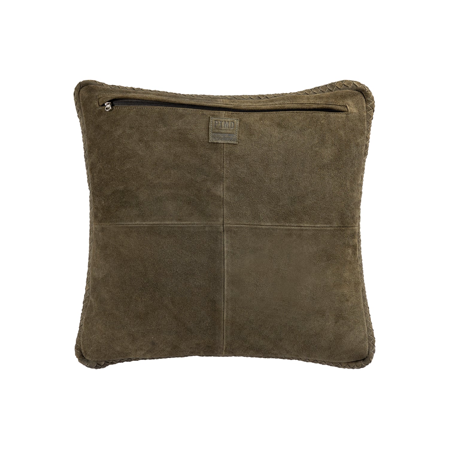 Suky Green Suede Leather Cushion Square S
