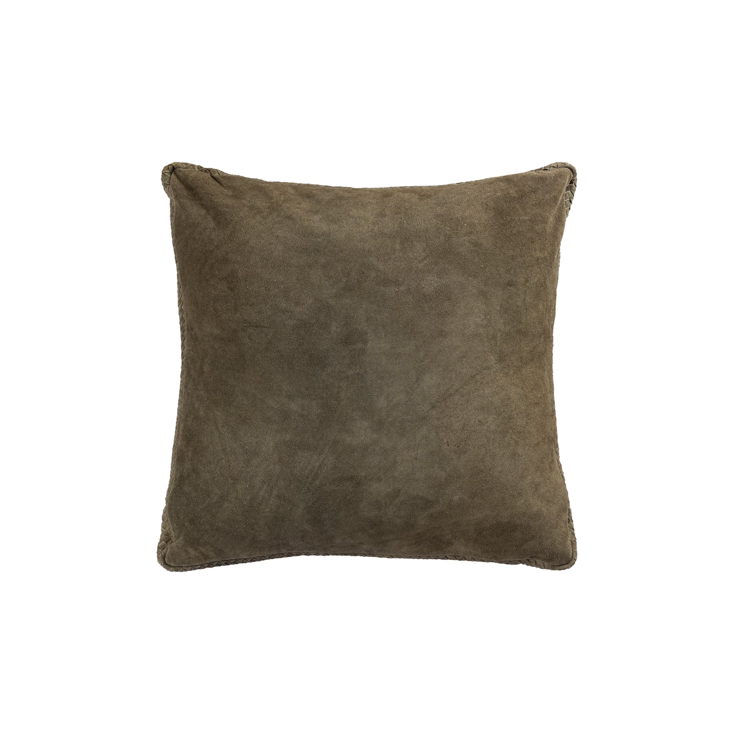 Suky Green Suede Leather Cushion Square L