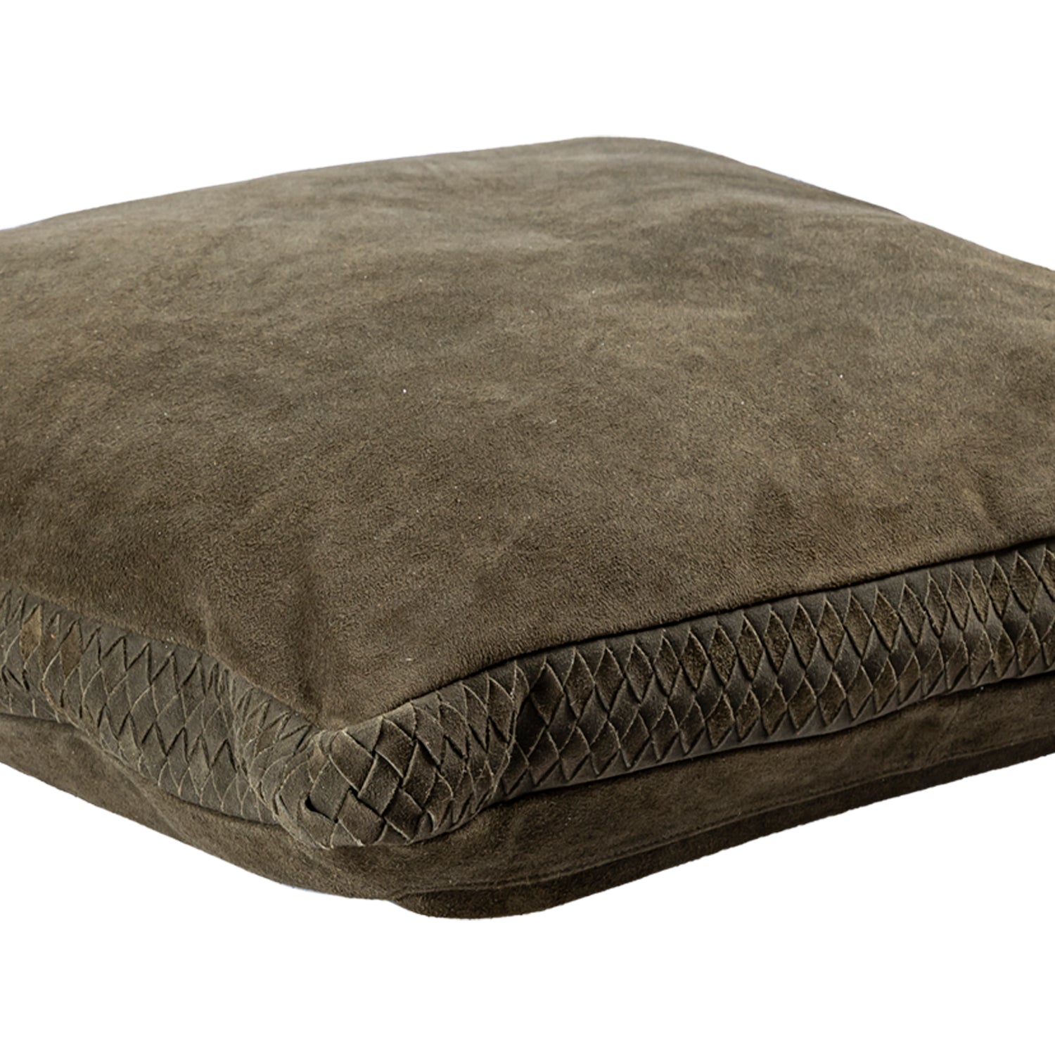 Suky Green Suede Leather Cushion Square L