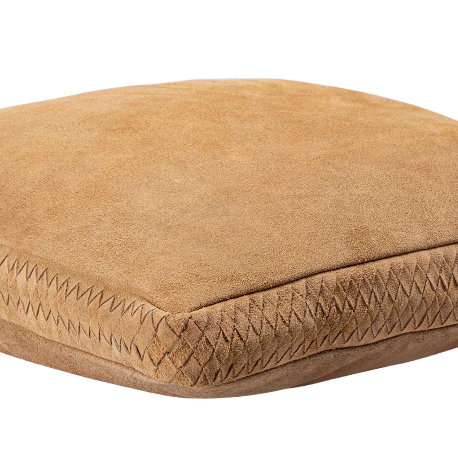 Suky Camel Suede Leather Cushion Square S