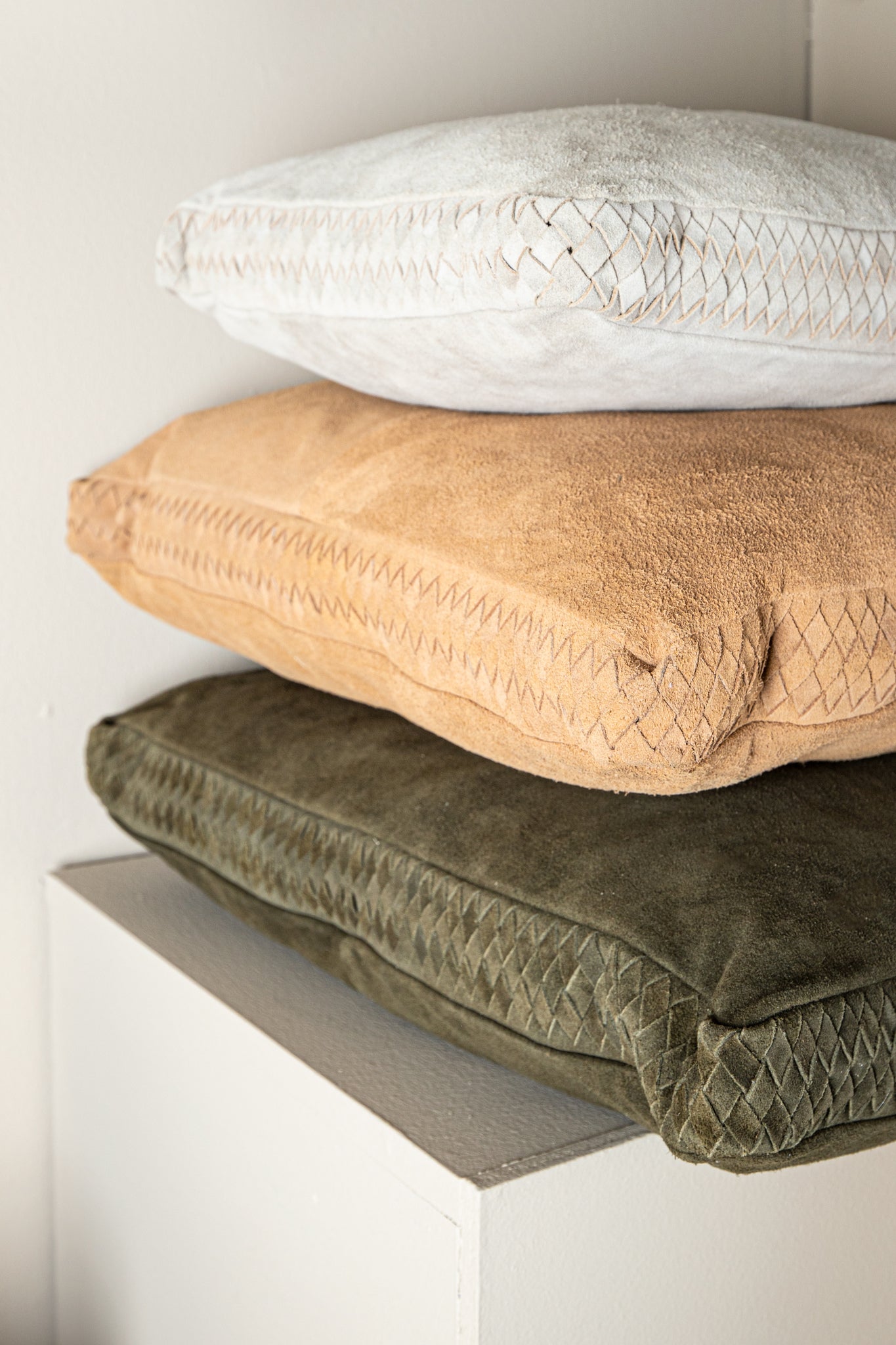 Suky Taupe Suede Leather Cushion Square S