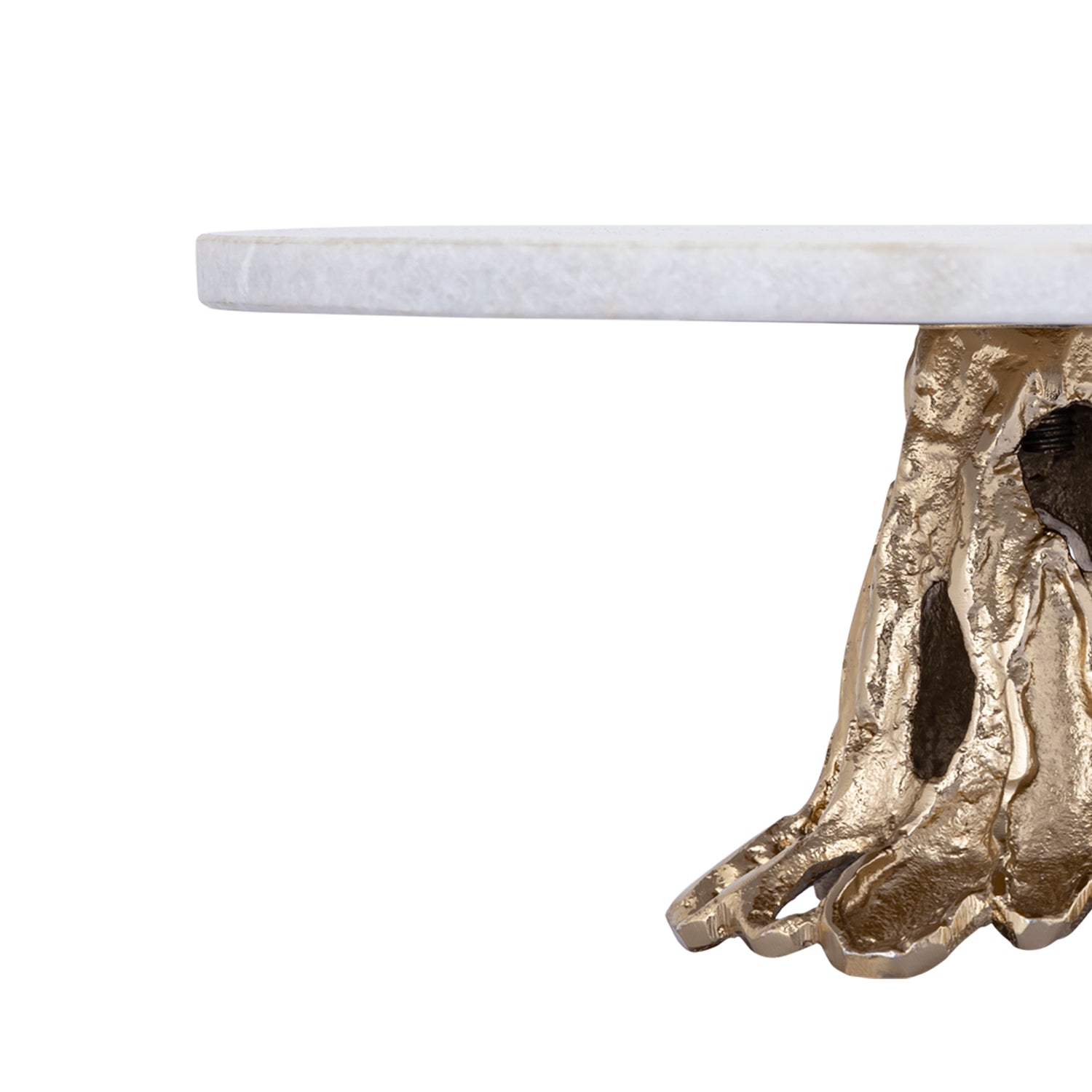 Wayson White Marble Alu Cake Plate Champagne Base