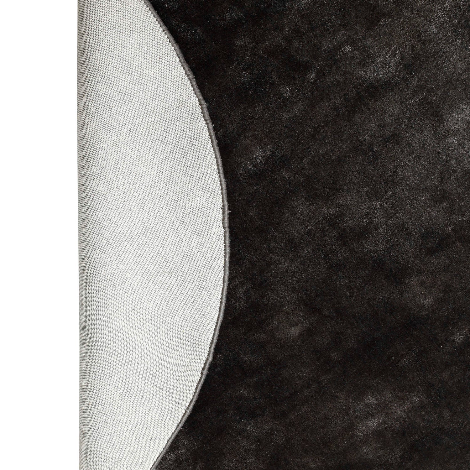Flavia Black Viscose Handwoven Carpet Round