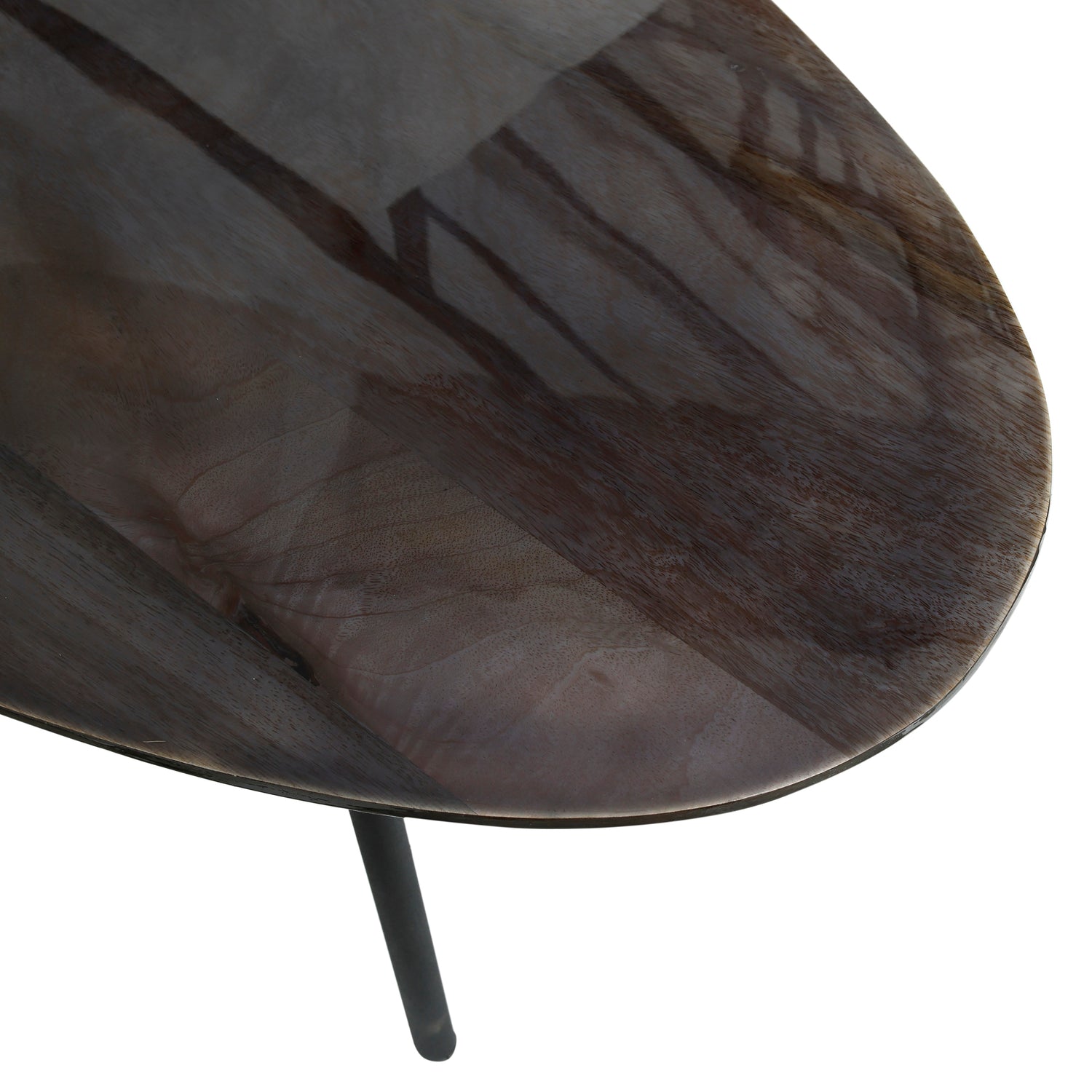 Oxil Black Wood Side Table Egg Shape Top SV2