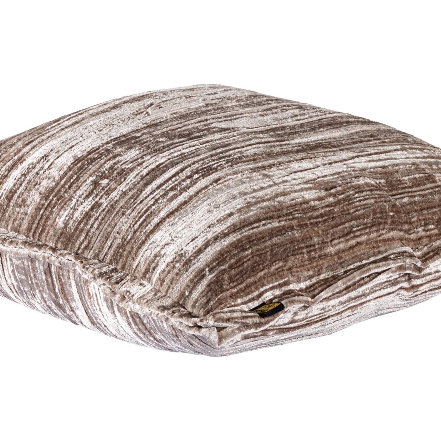 Senny Beige Velvet Cushion Ruffle Rim Square L