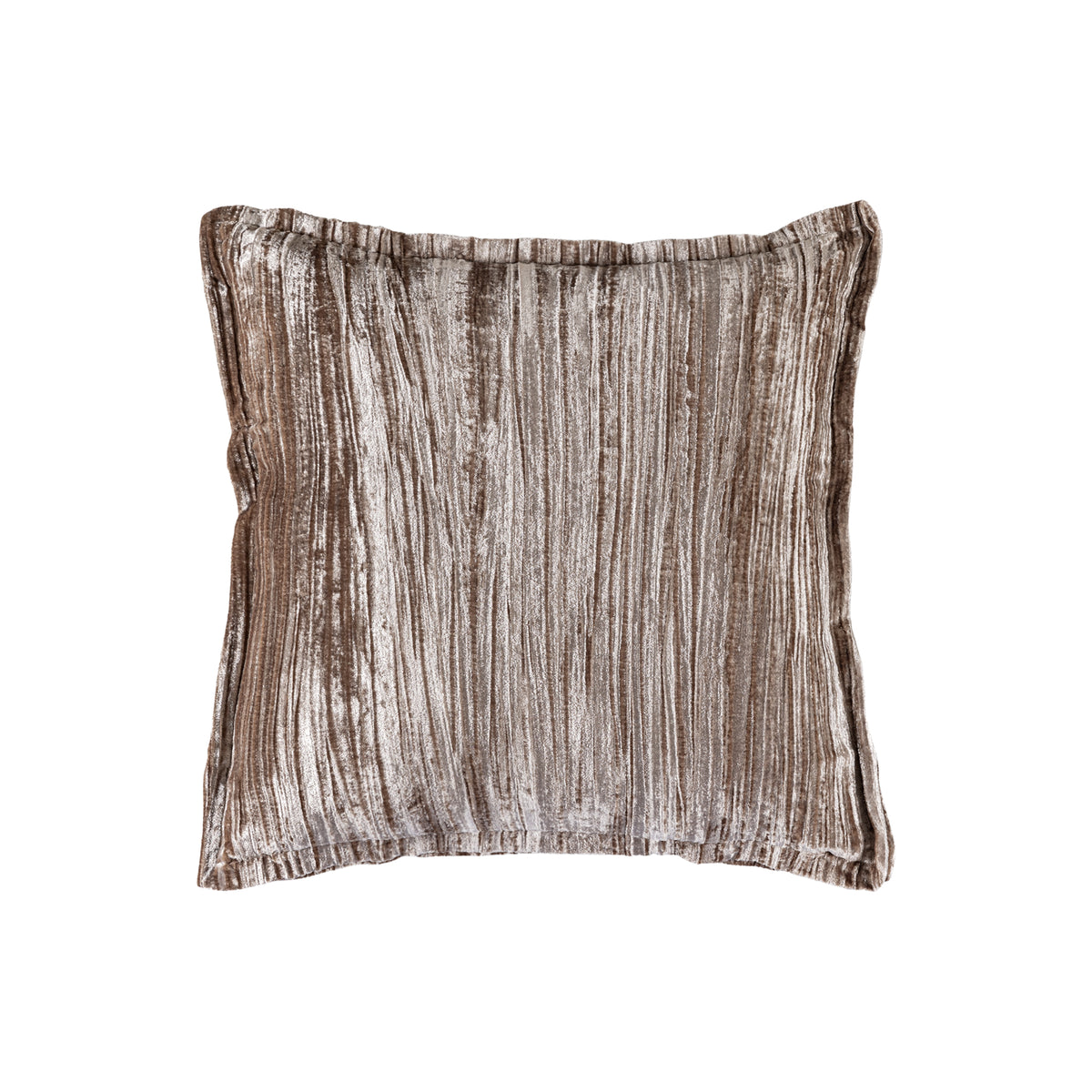 Senny Beige Velvet Cushion Ruffle Rim Square L