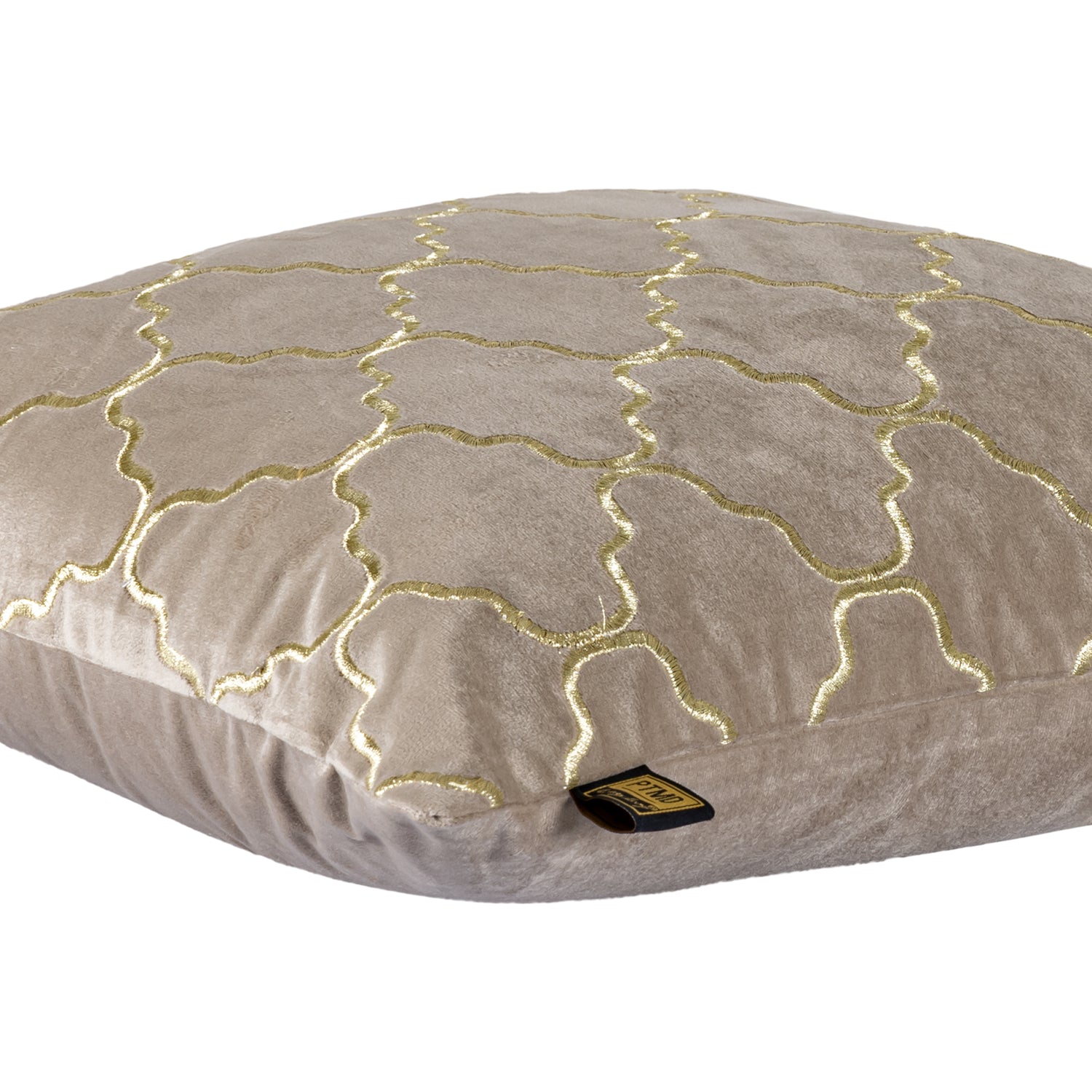 Lizze Beige Velvet Cushion Embroidery Square S