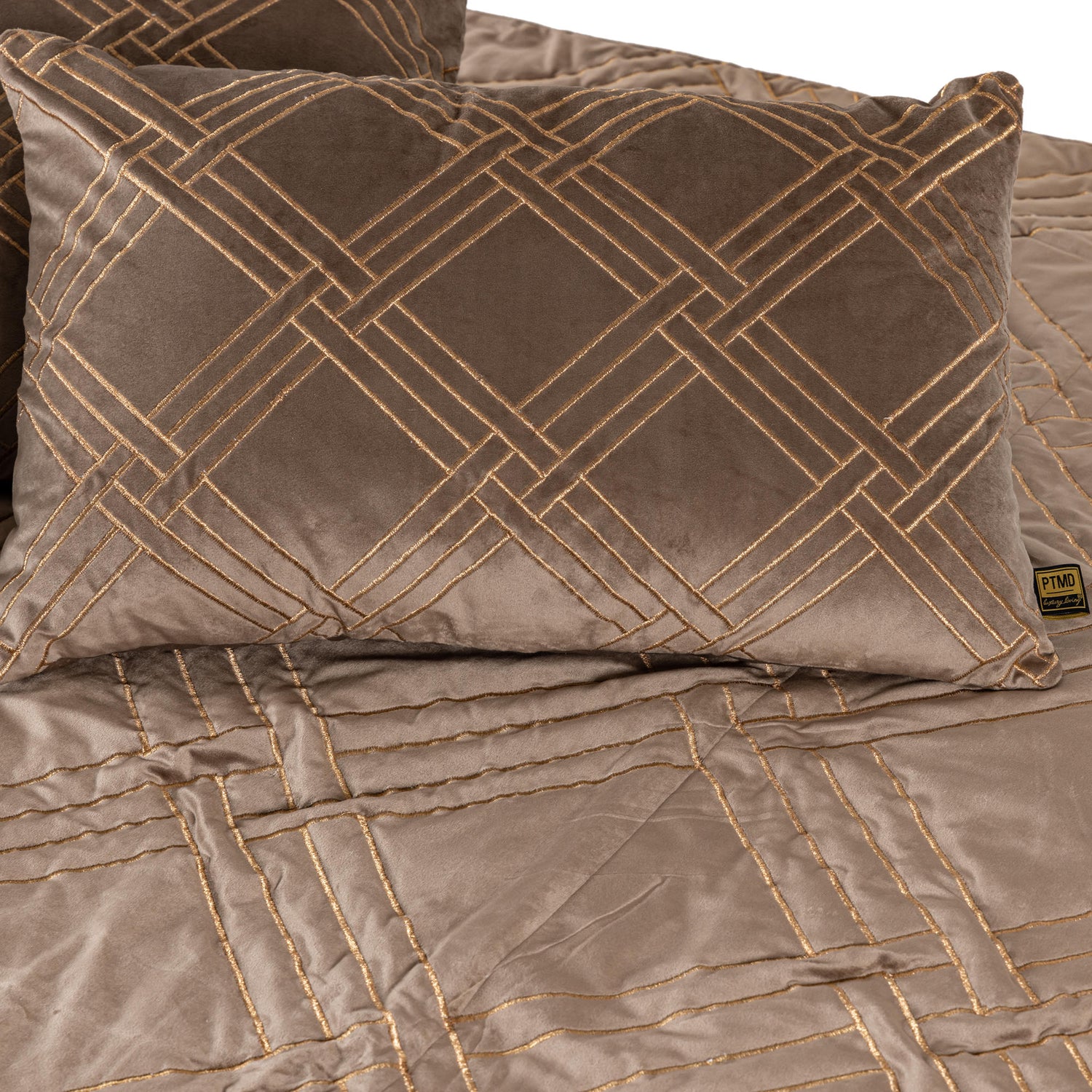 Cerine Brown Velvet Cushion Embroidery Square S