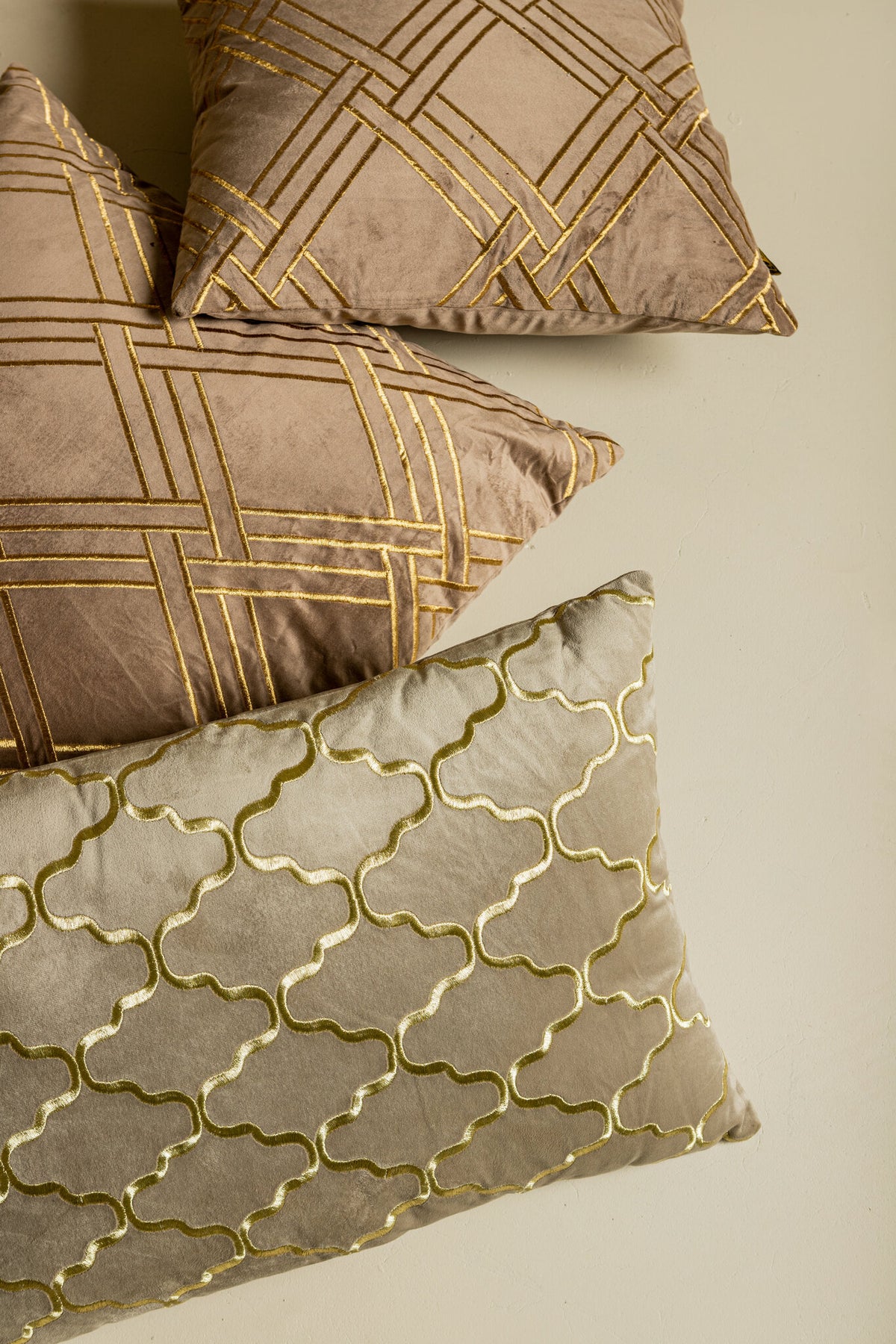 Cerine Brown Velvet Cushion Embroidery Square S