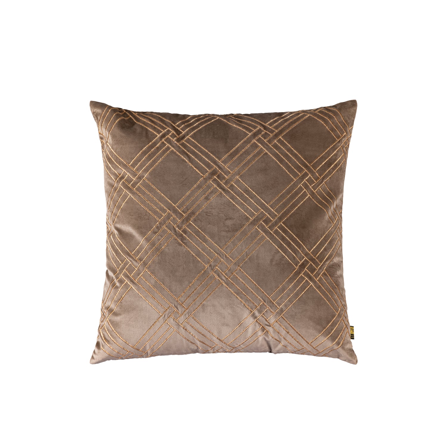 Cerine Brown Velvet Cushion Embroidery Square L