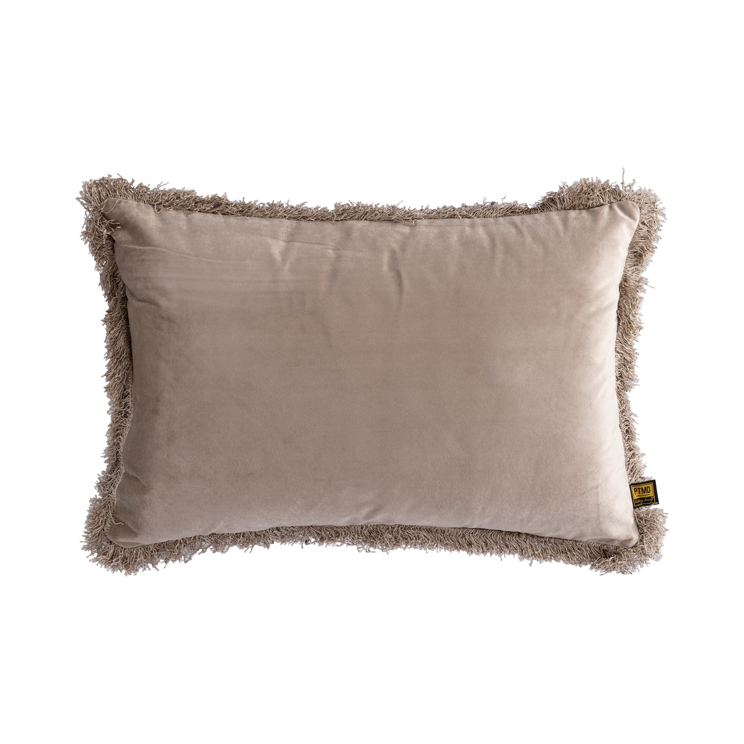 Nous Beige Velvet Cushion With Fringes Rectangle