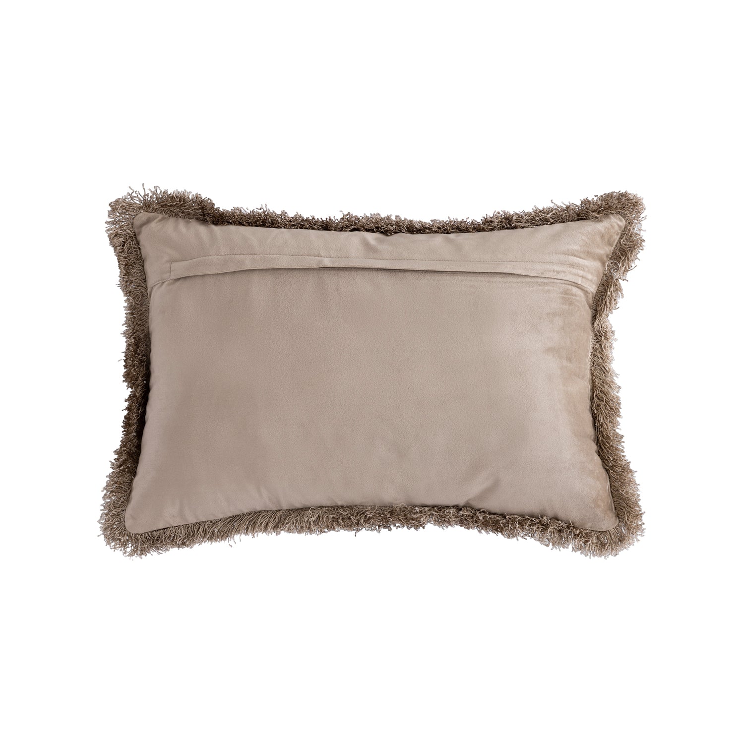 Nous Beige Velvet Cushion With Fringes Rectangle