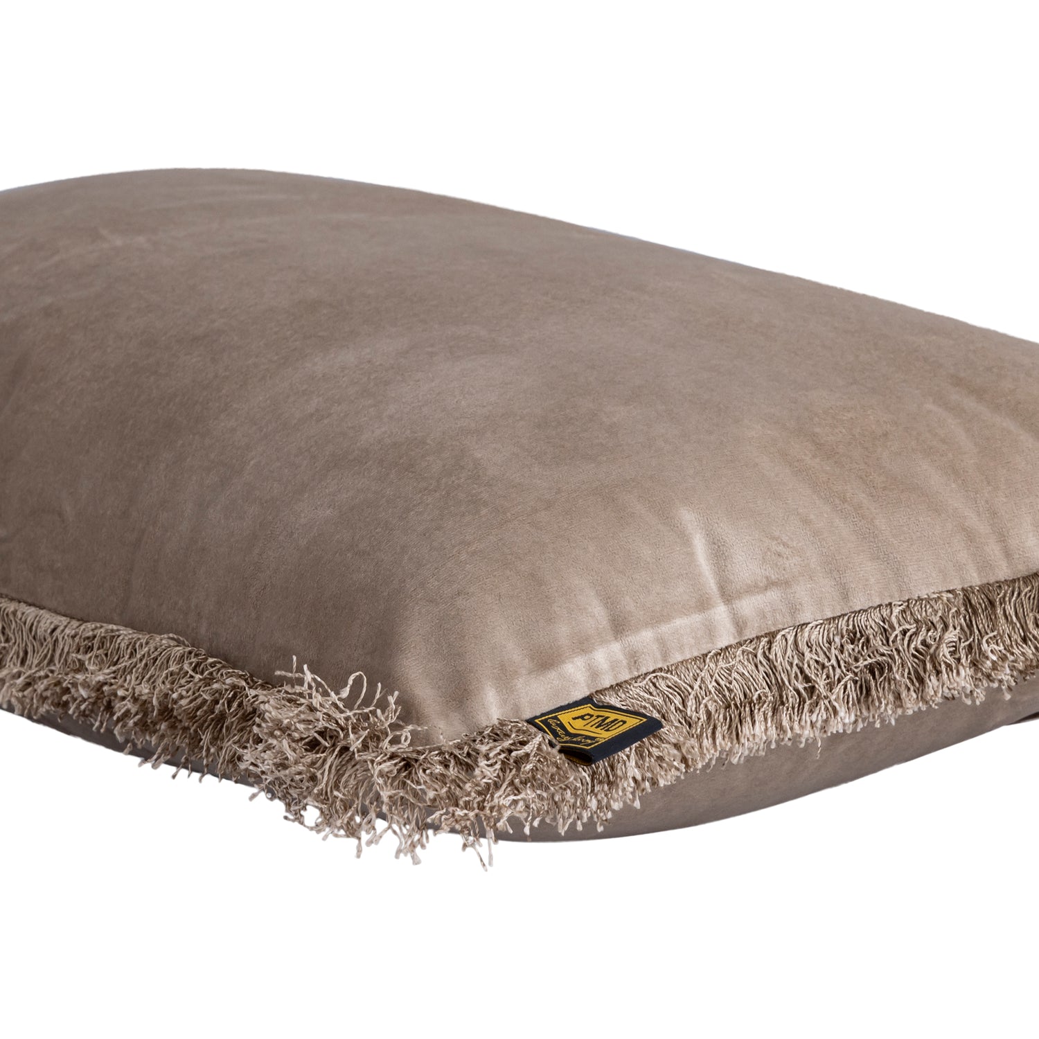 Nous Beige Velvet Cushion With Fringes Rectangle
