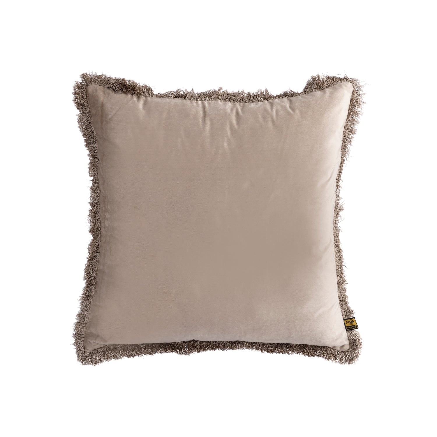 Nous Beige Velvet Cushion With Fringes Square L