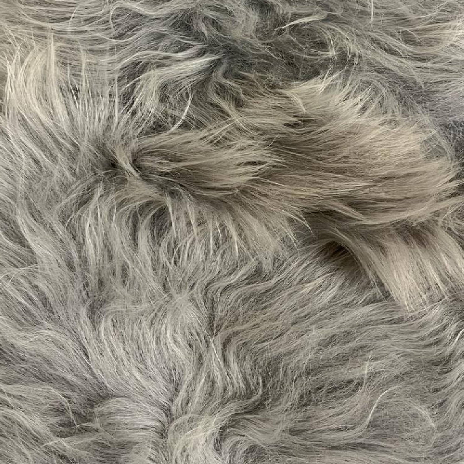 Furry Grey Shaped Sheepskin Plaid Long