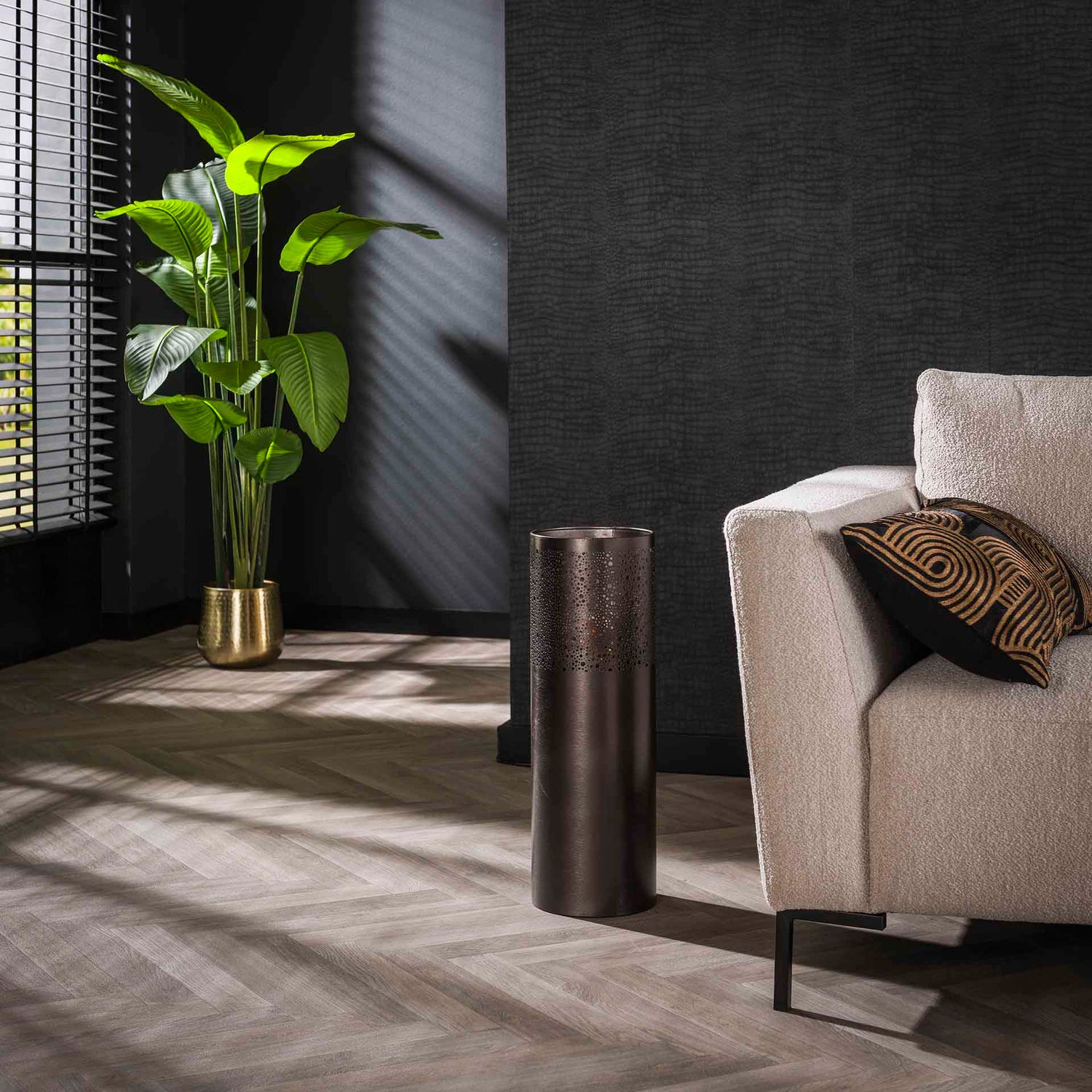 Vloerlamp Ø20 Cilinder - 20x20x60 cm - Zwart Nikkel