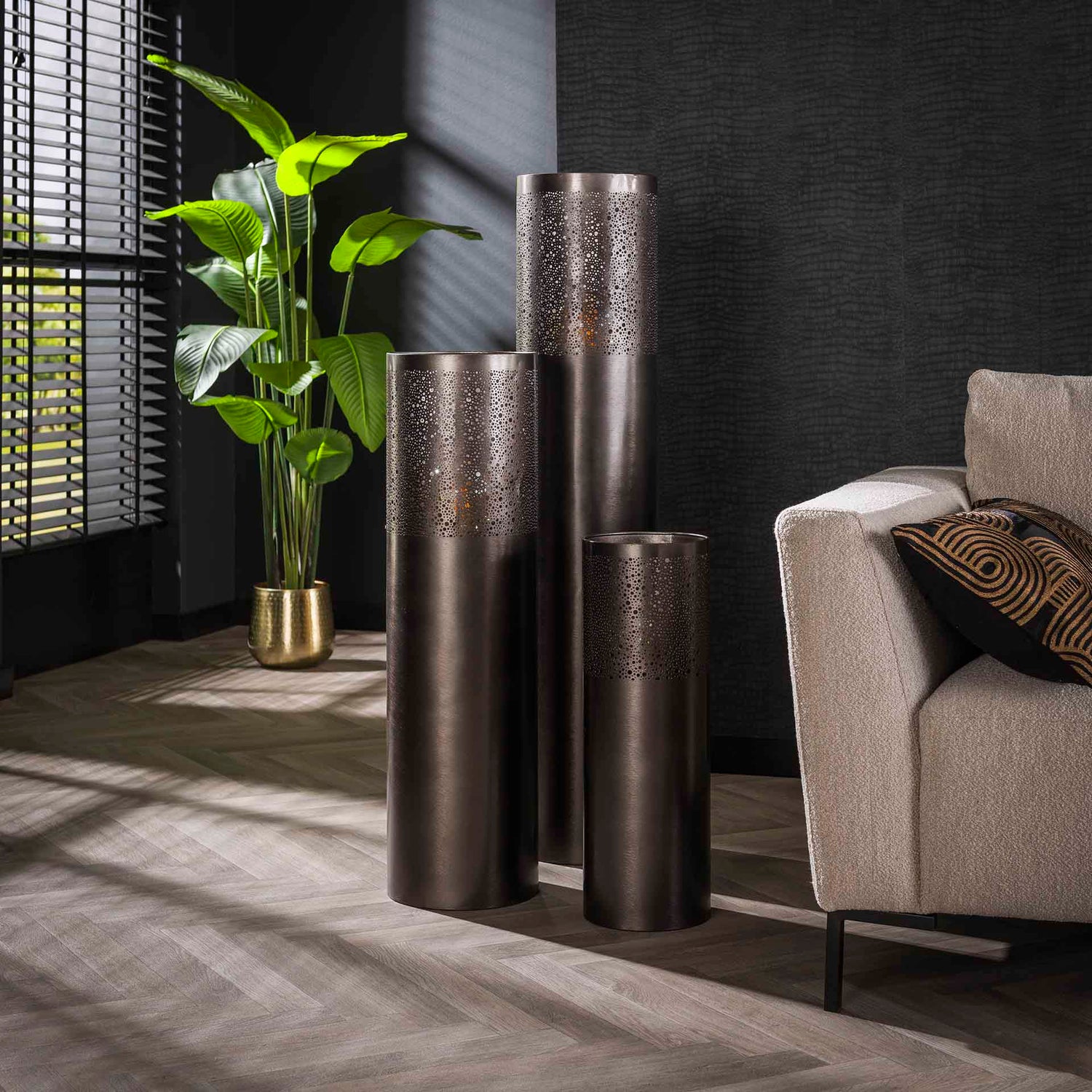 Vloerlamp Ø20 Cilinder - 20x20x60 cm - Zwart Nikkel